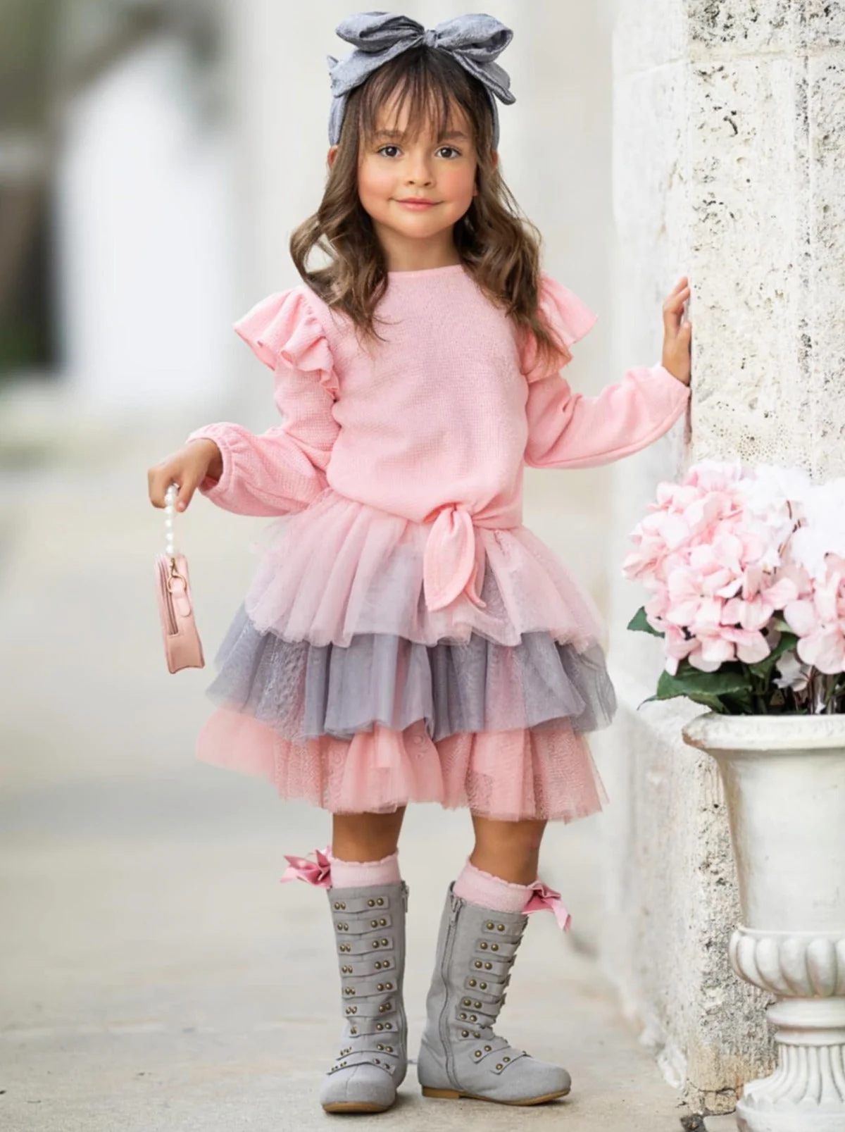 Pink Ruffle Top and Layered Tutu Skirt Set - Image 6