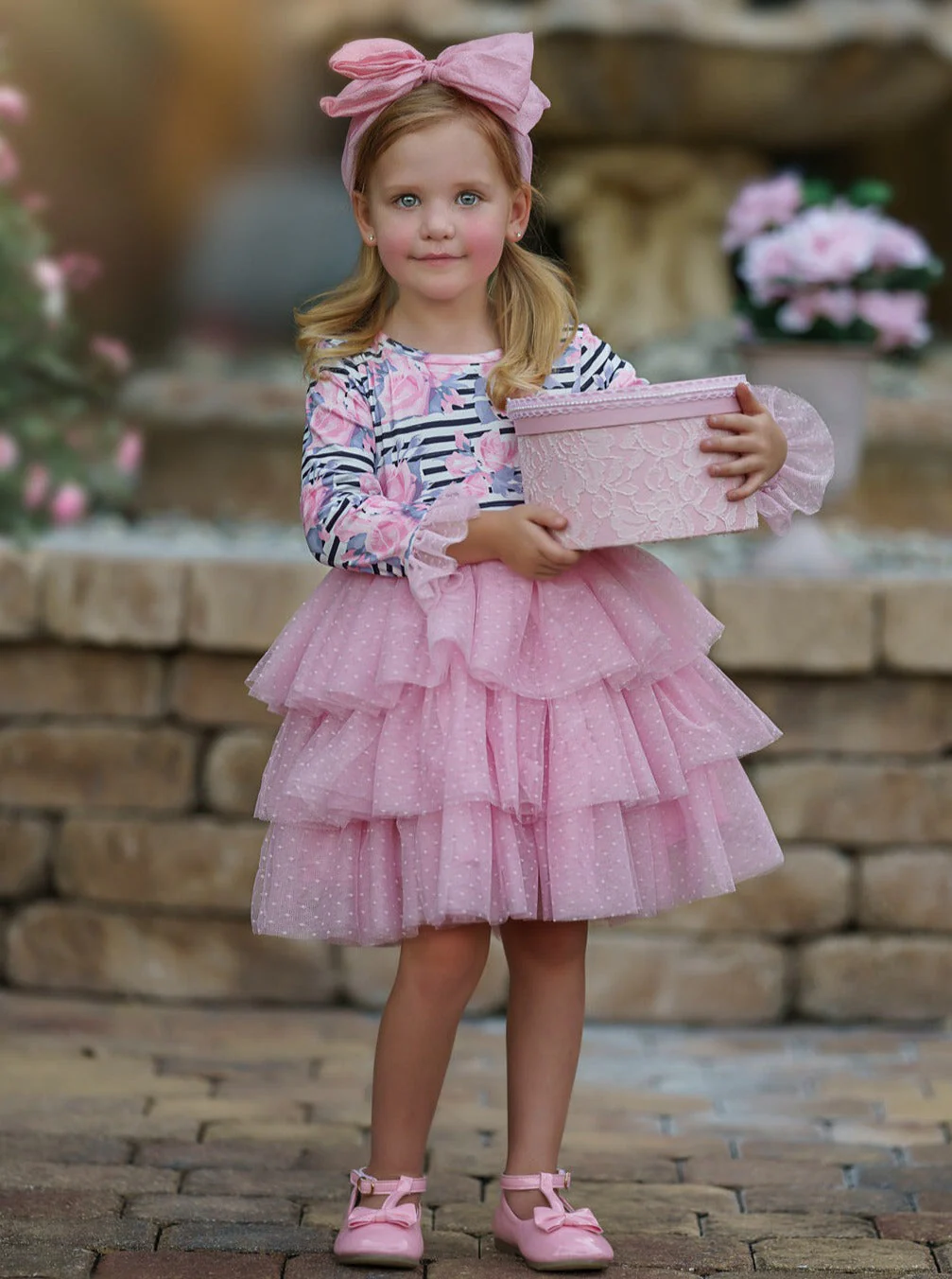 Pretty Pirouettes Pink Striped Ruffle Tutu Dress - Image 2