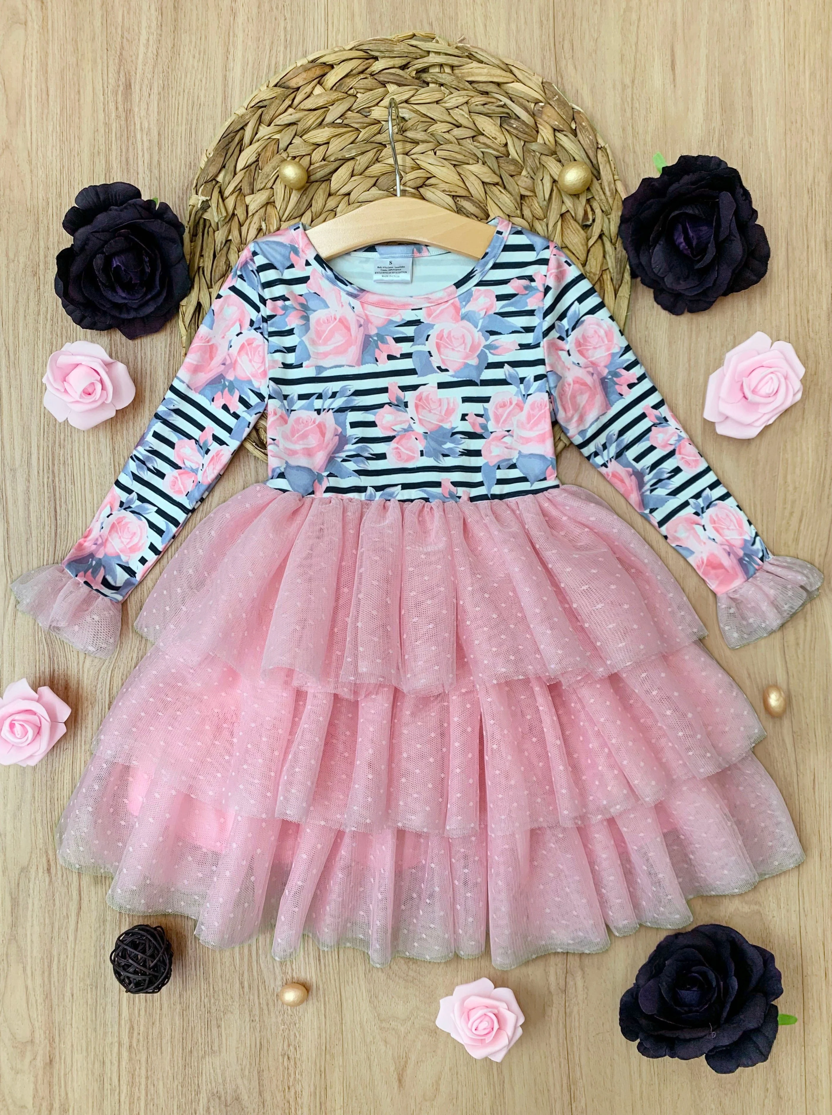 Pretty Pirouettes Pink Striped Ruffle Tutu Dress - Image 4