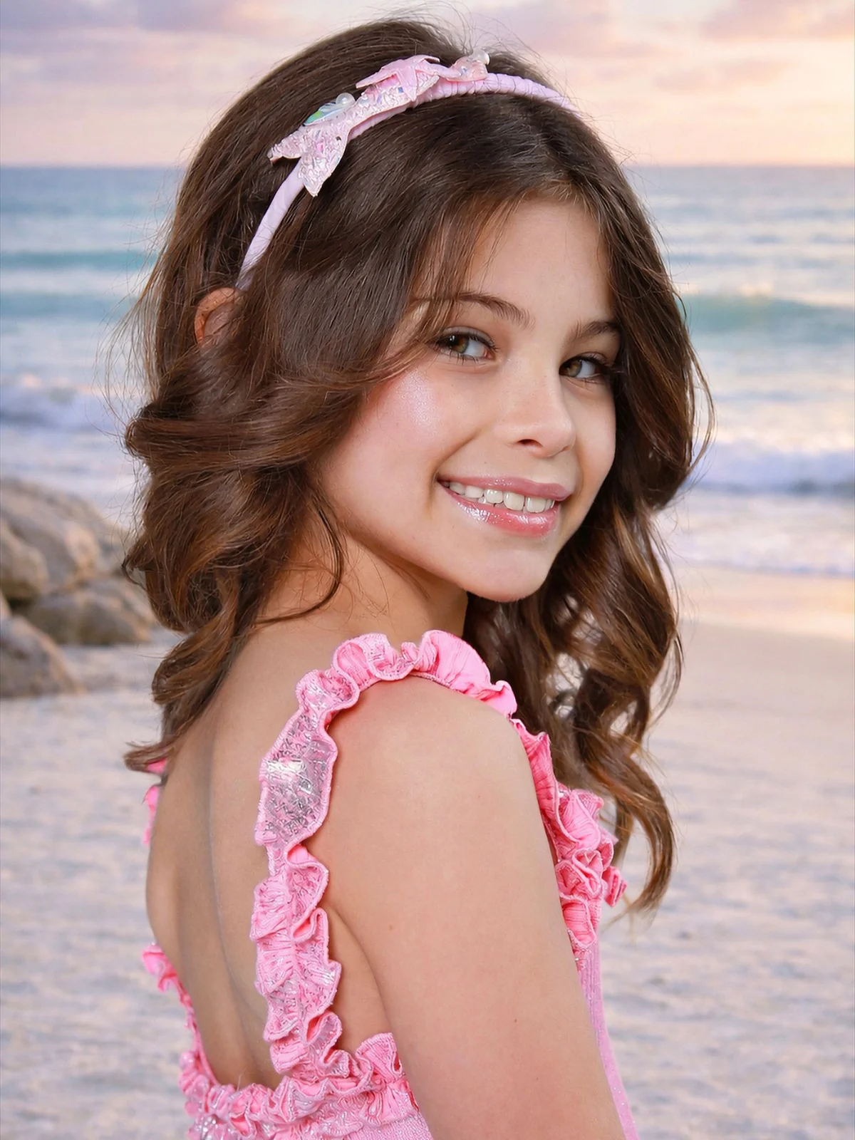 Shimmering Pink Ruffle Hi-Lo Dress - Image 7