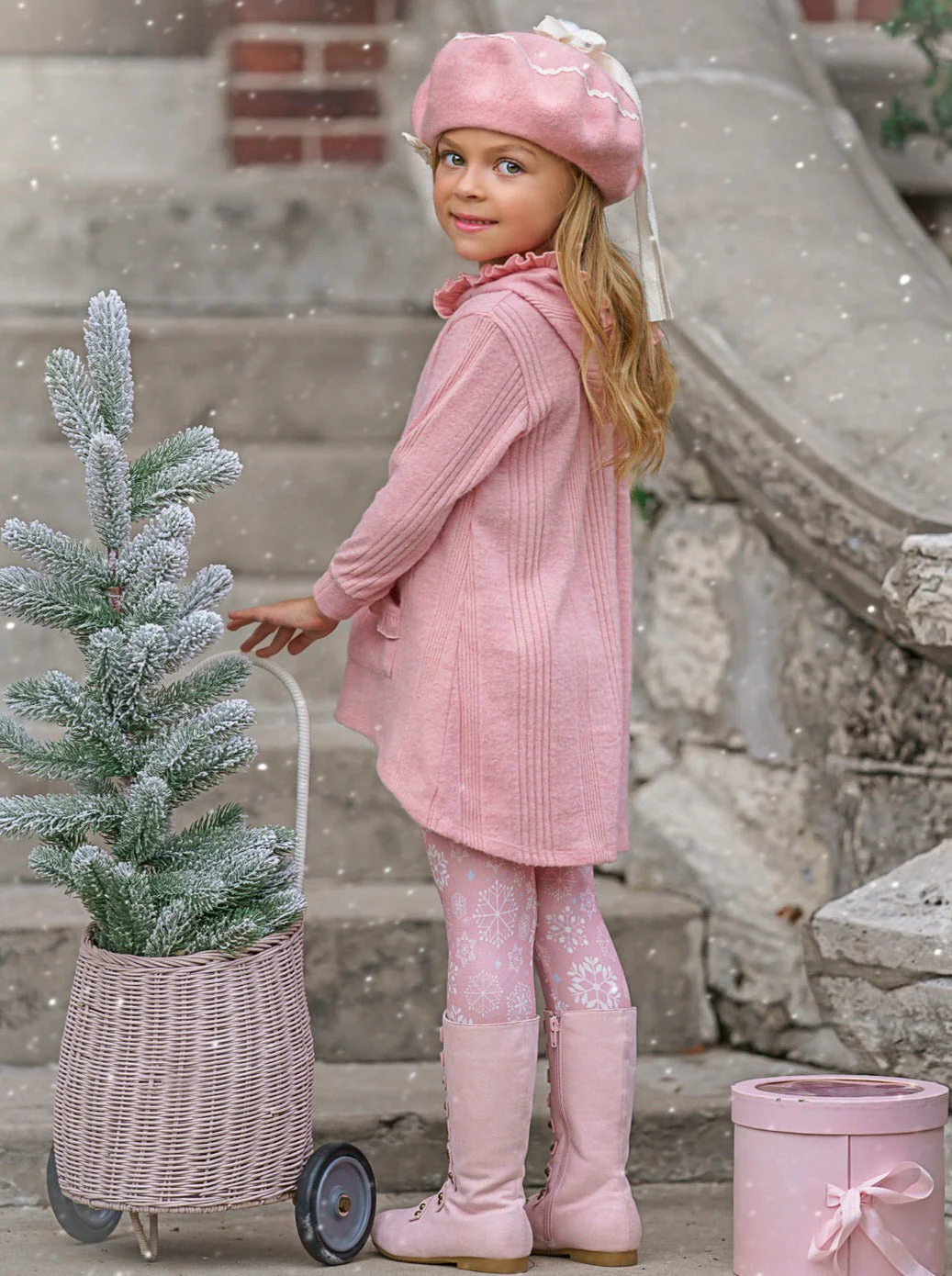 Totally Cool Pink Pullover Hoodie and Snowflake Legging Set - Image 6