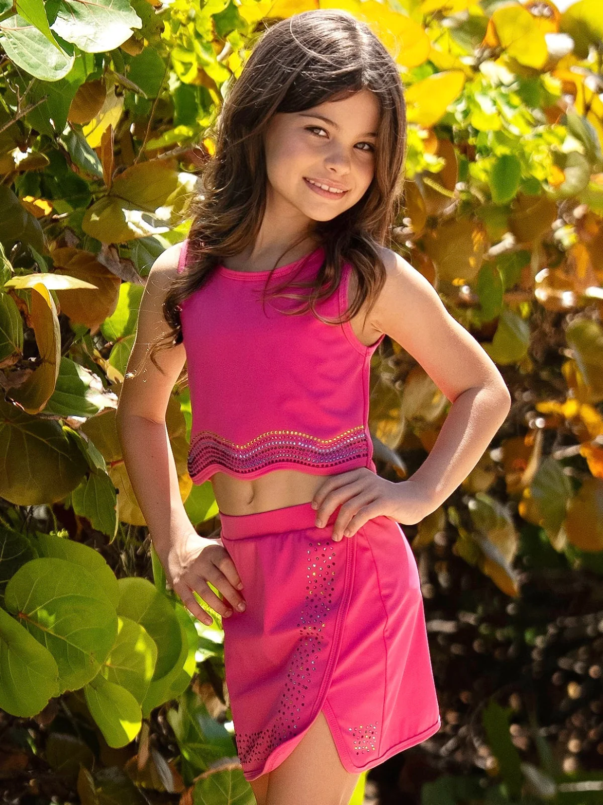 Pink Sparkle Rhinestone Tank Top and Skort Set - Image 6