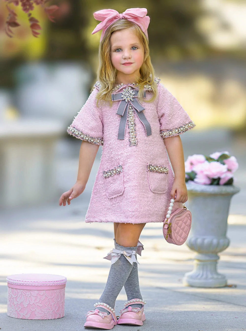 Prettiest Doll Pink Tweed Dress - Image 3