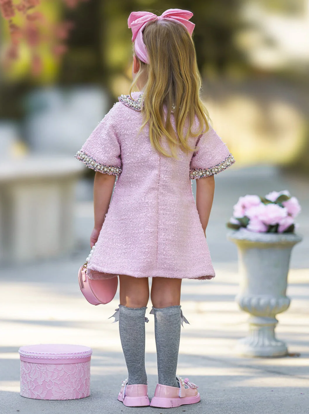 Prettiest Doll Pink Tweed Dress - Image 5