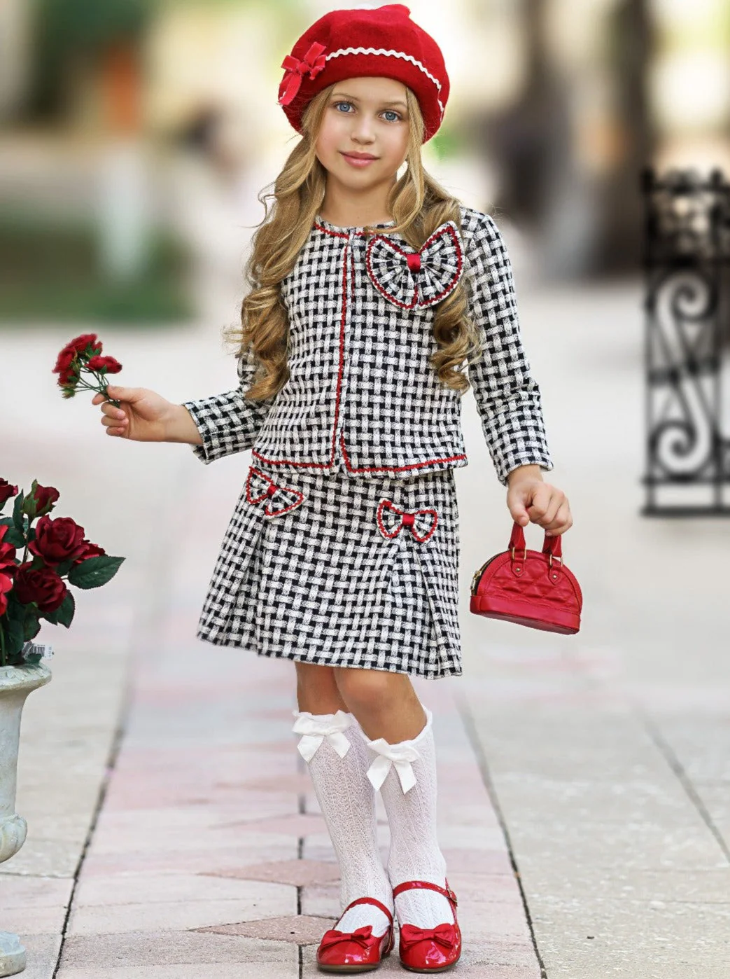 Attention Please Plaid Blazer and Pleated Skirt Set - Image 2