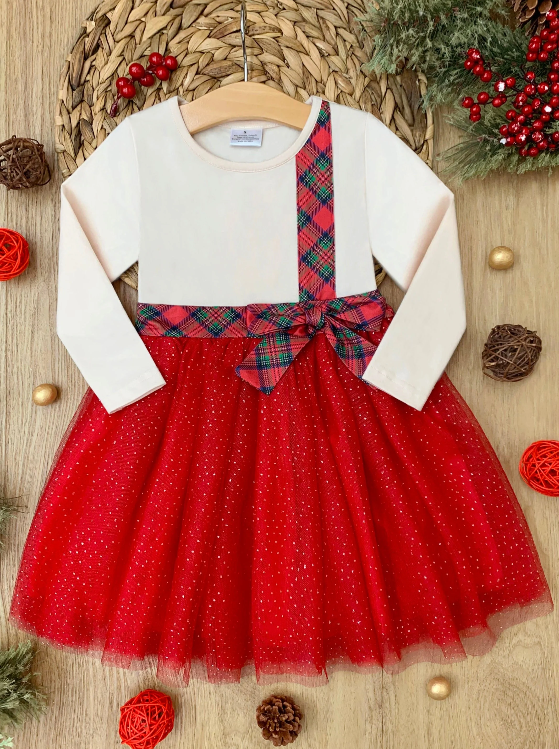 All That Glitters Plaid Bow Christmas Tutu Dress - Image 2
