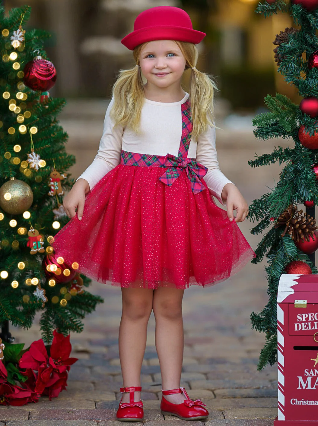 All That Glitters Plaid Bow Christmas Tutu Dress - Image 4