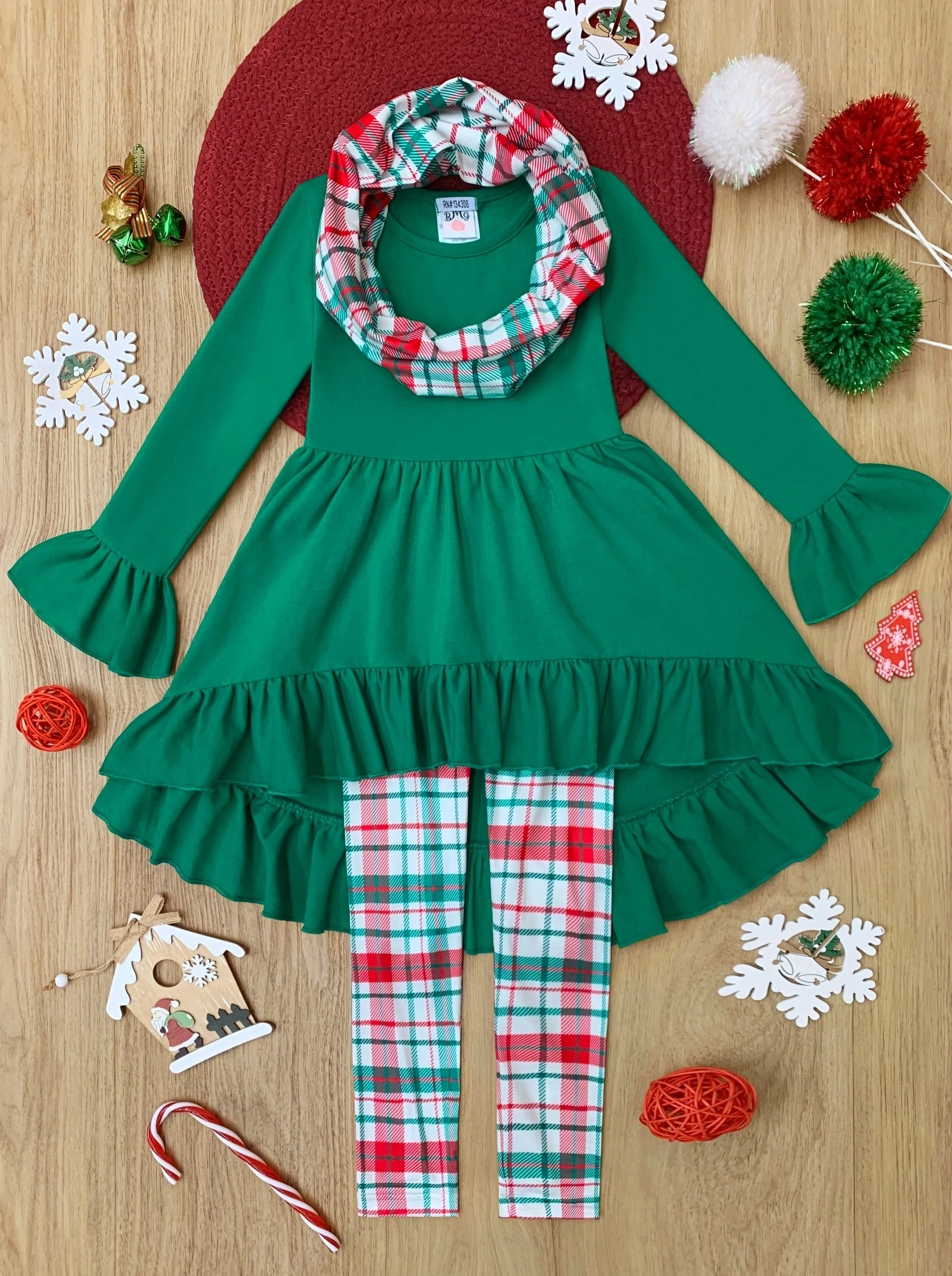 Santa-Approved Style Tunic, Leggings, and Scarf Set - Image 2