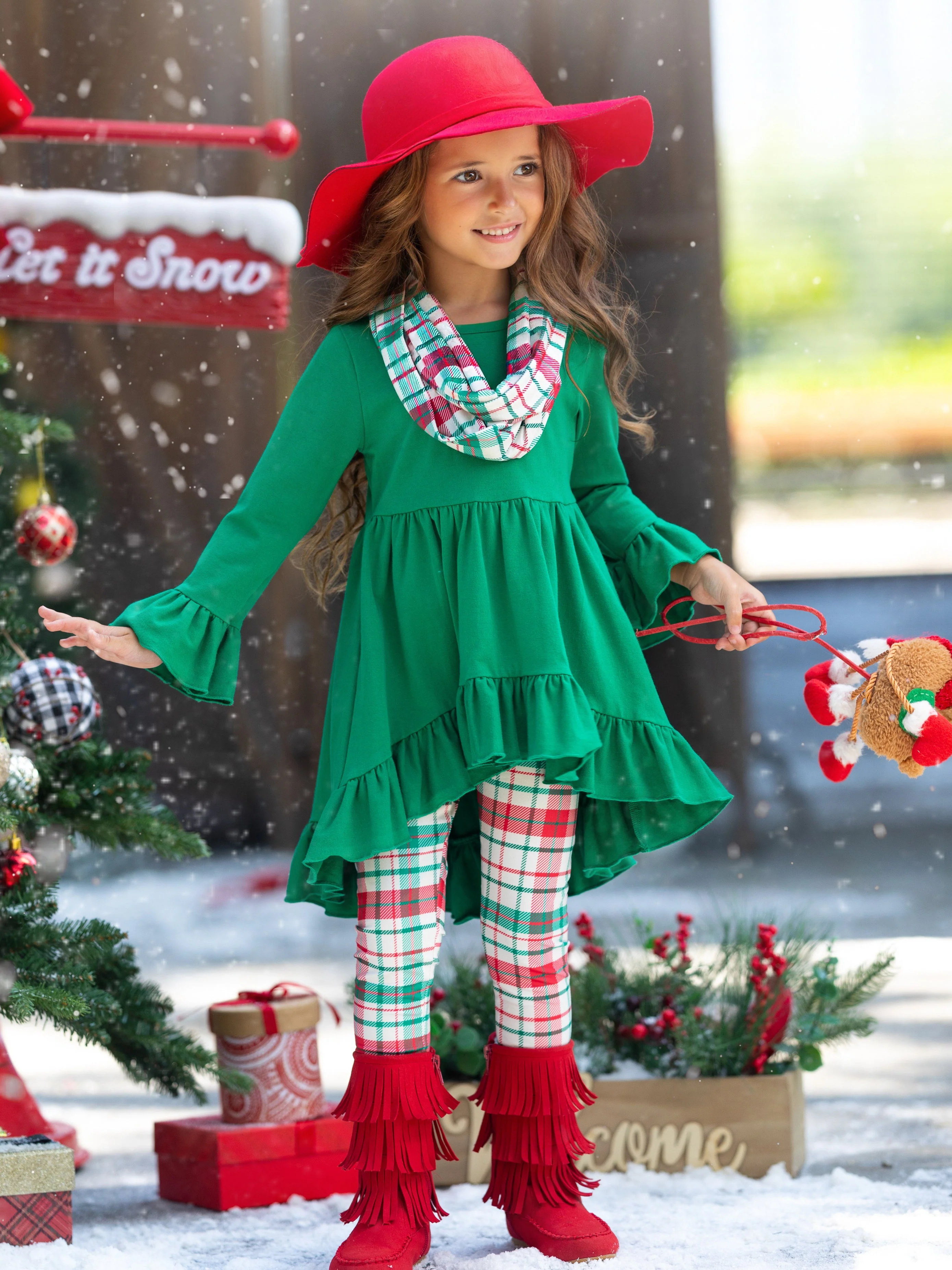 Santa-Approved Style Tunic, Leggings, and Scarf Set - Image 3