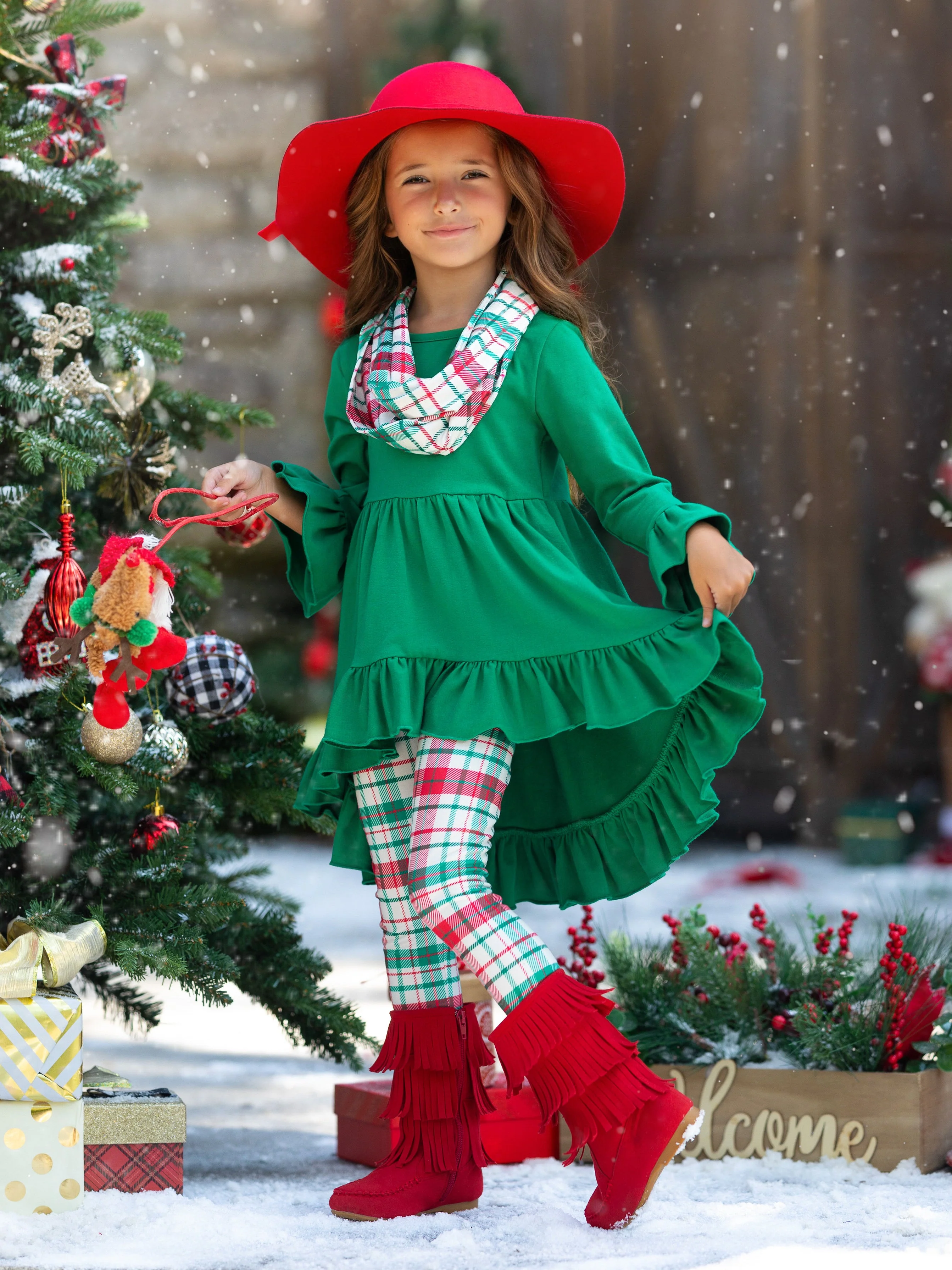 Santa-Approved Style Tunic, Leggings, and Scarf Set - Image 5