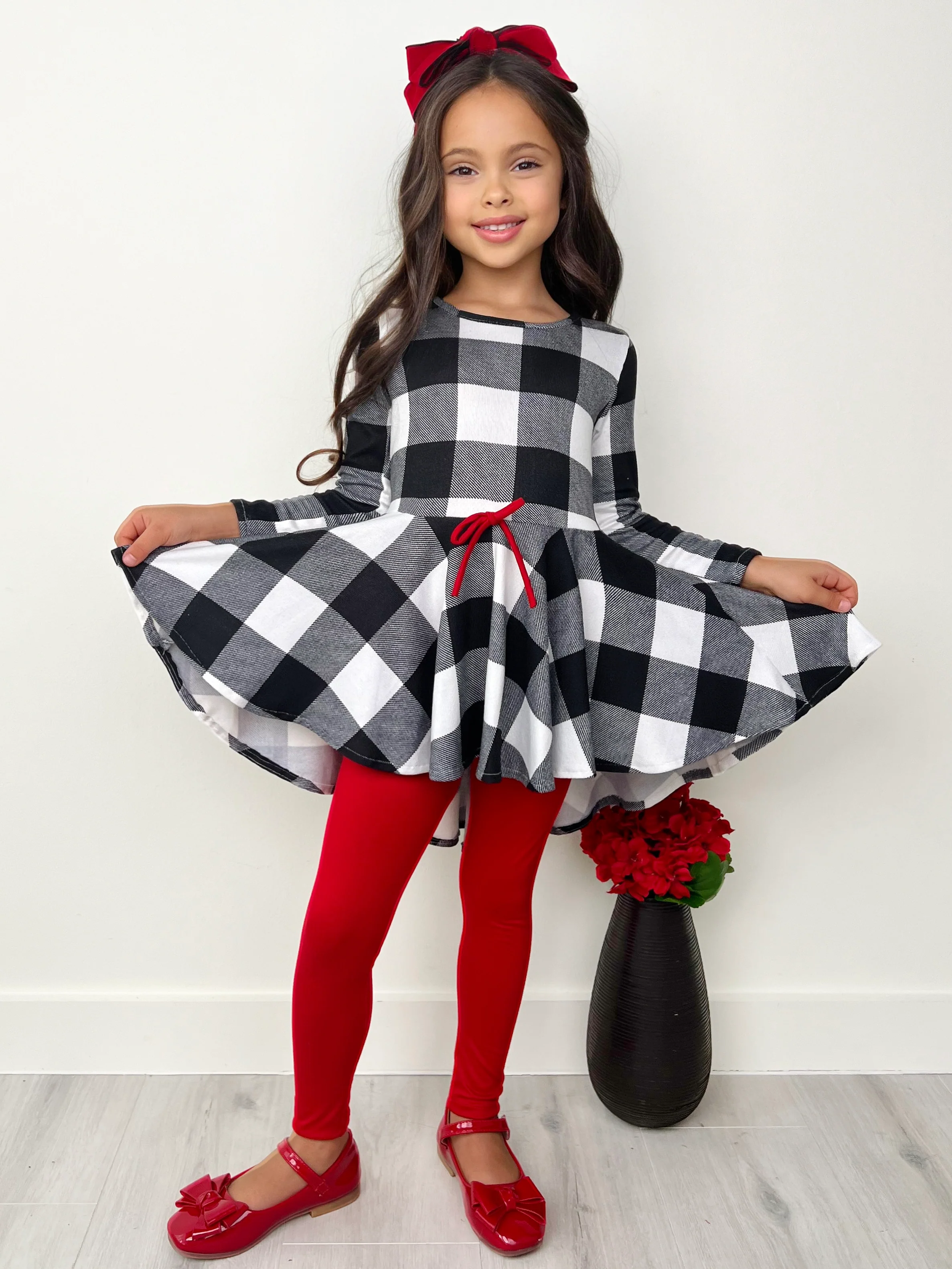 Plaid Hi-Lo Tunic and Legging Set - Image 3