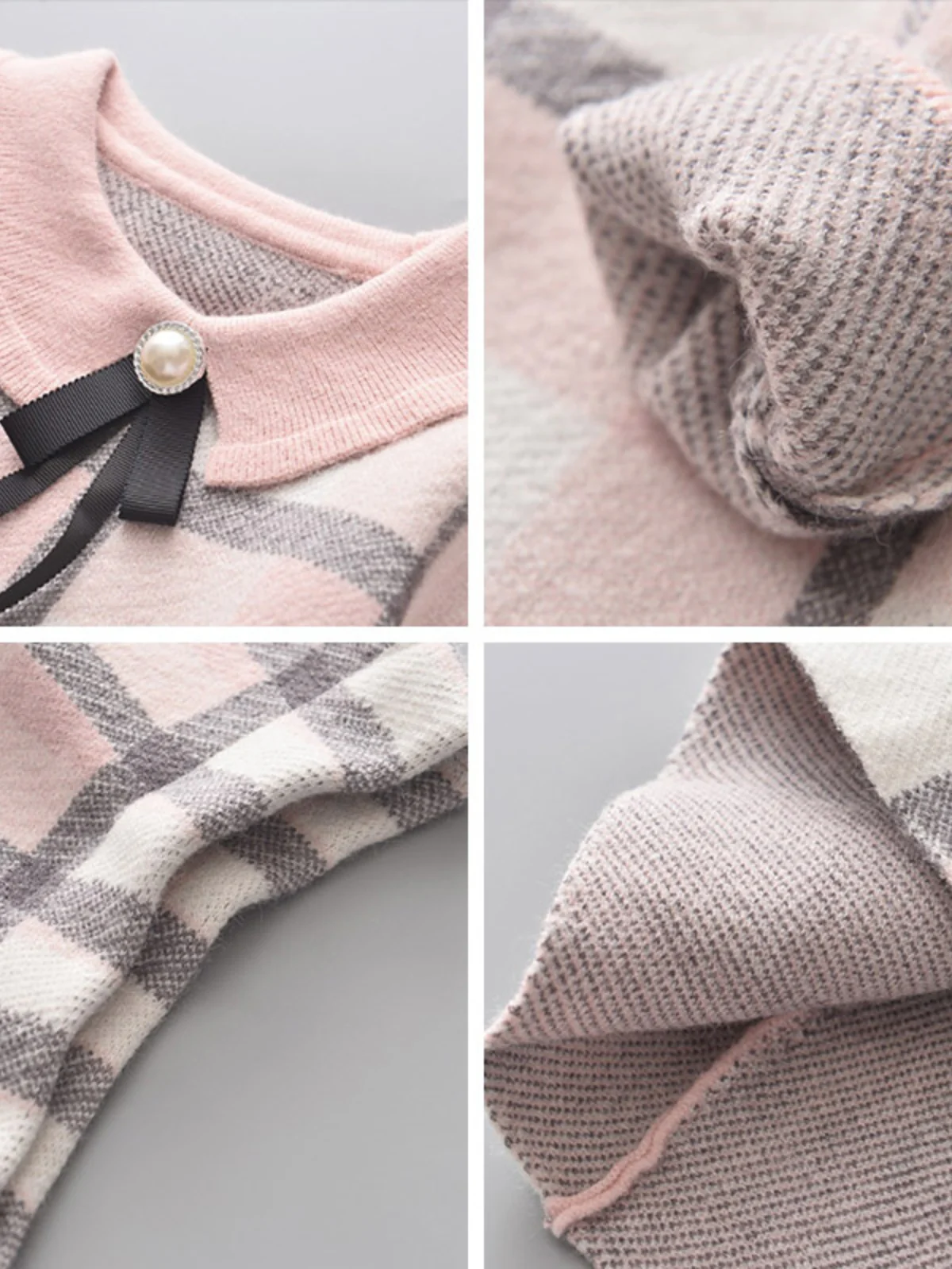 Sweet Plaid Knit Bow Top & Skirt Set - Image 3