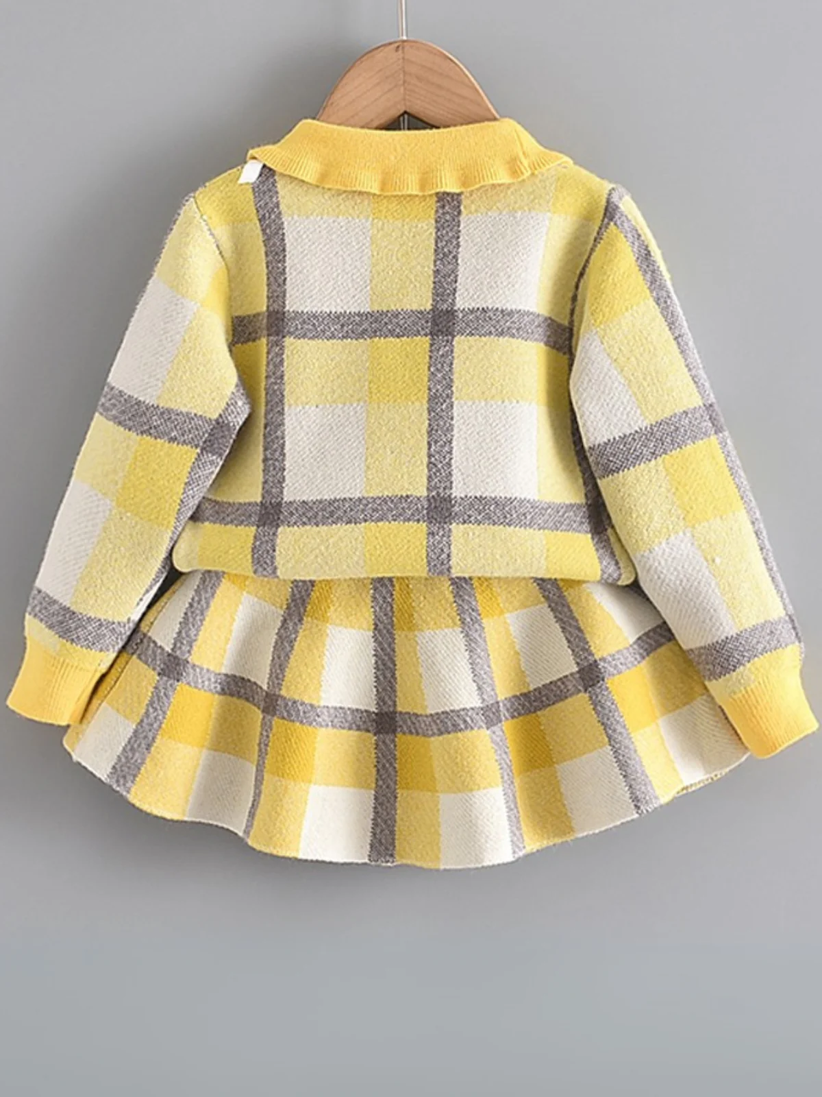Sweet Plaid Knit Bow Top & Skirt Set - Image 5