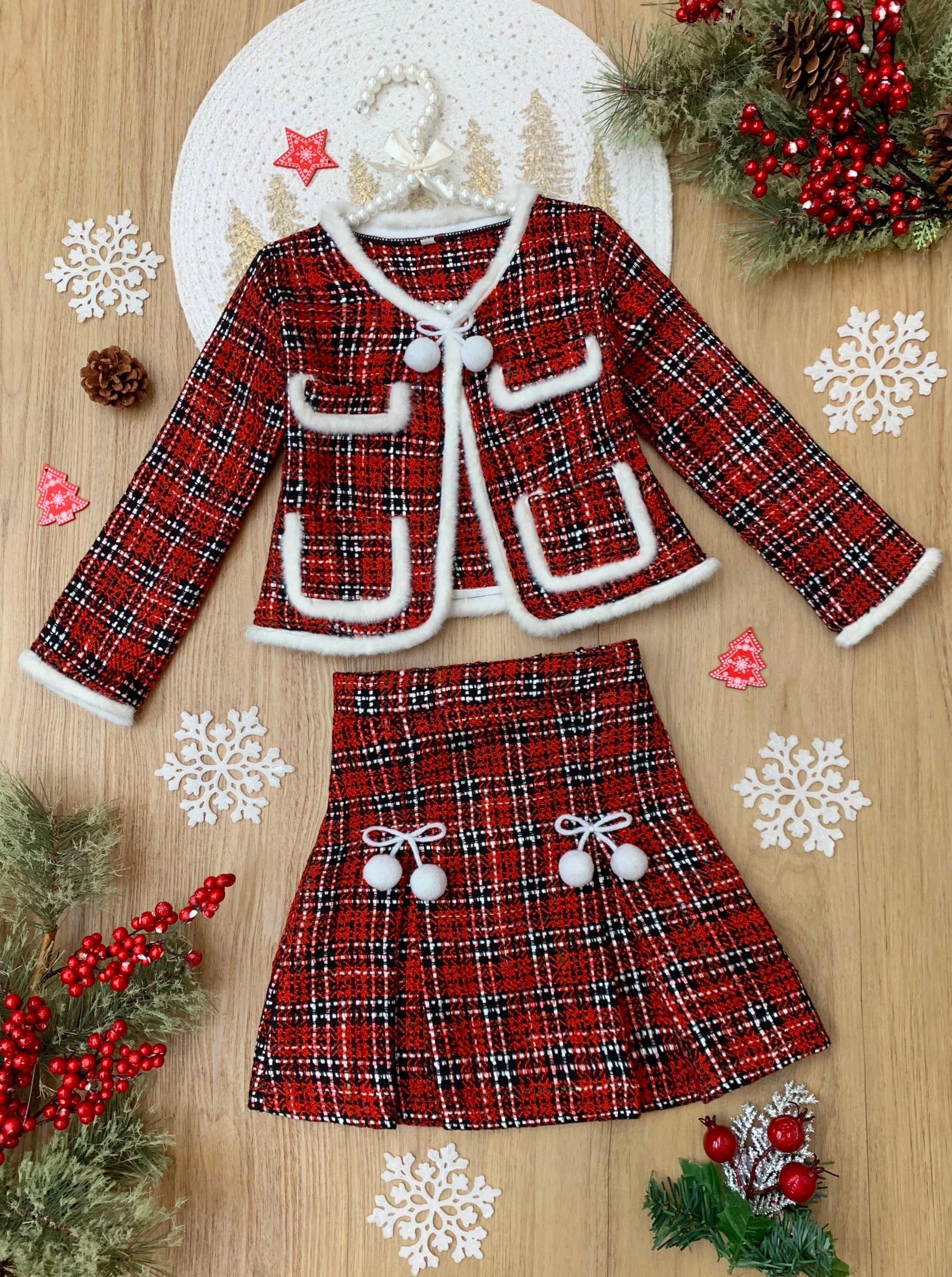 Made For Fashionistas Plaid Tweed Blazer And Skirt Set - Image 2