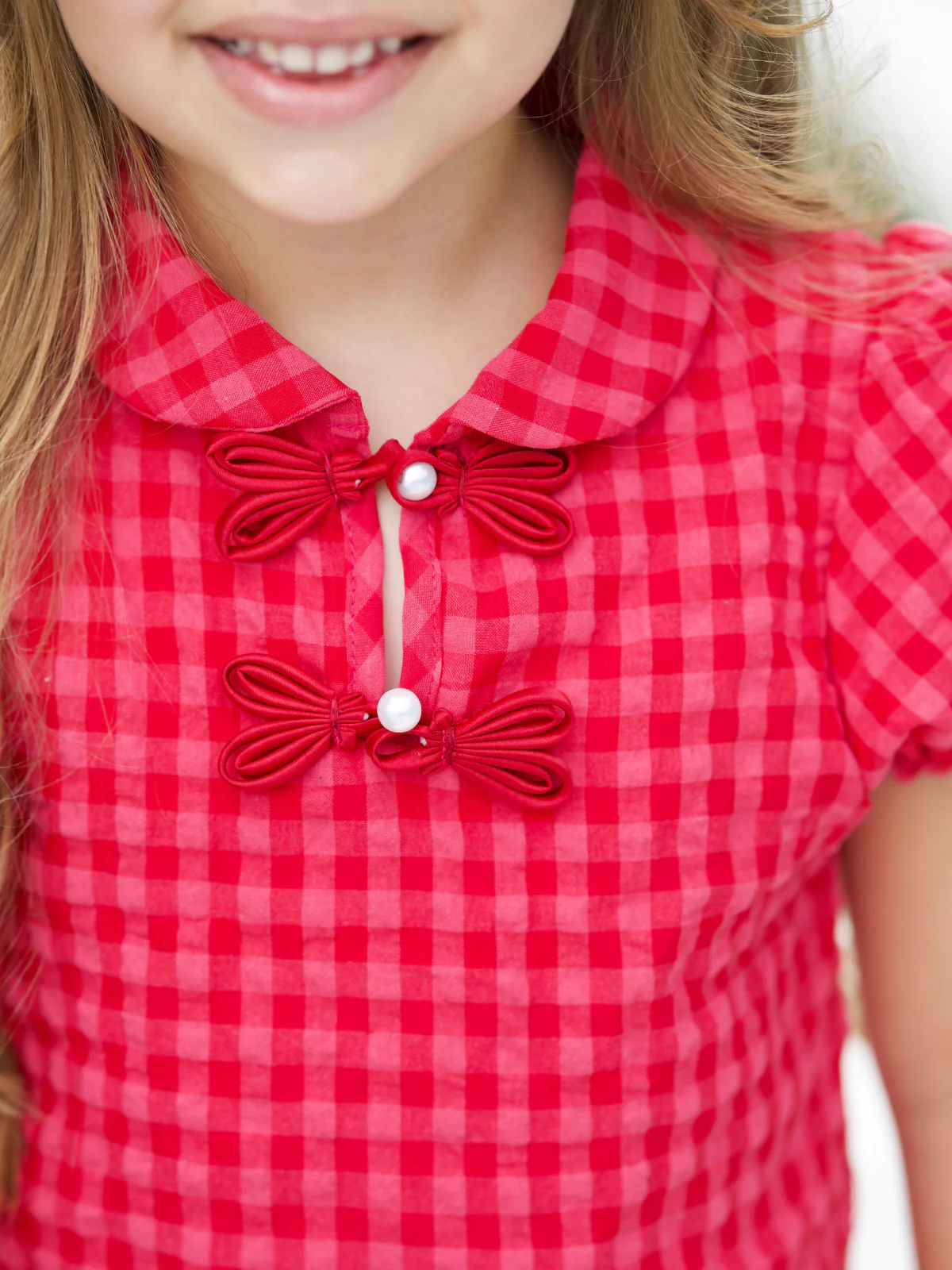 Plaid Puff Sleeve Top & Ruffle Skirt Set - Image 2