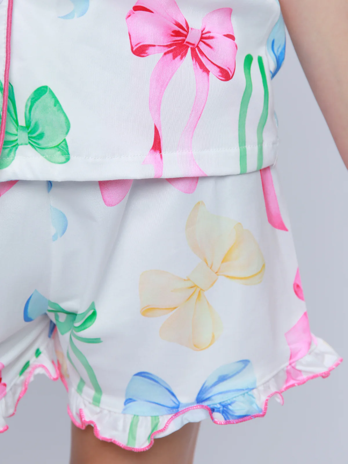 Playful Bow Print Bamboo Cotton Pajama Short Set - Image 6