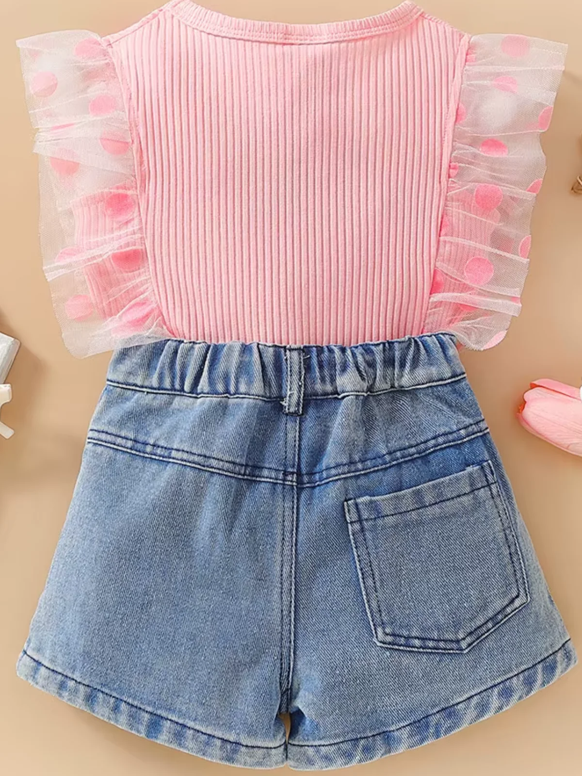 Daisy Dream Flutter Sleeve Top and Denim Short Set - Image 6
