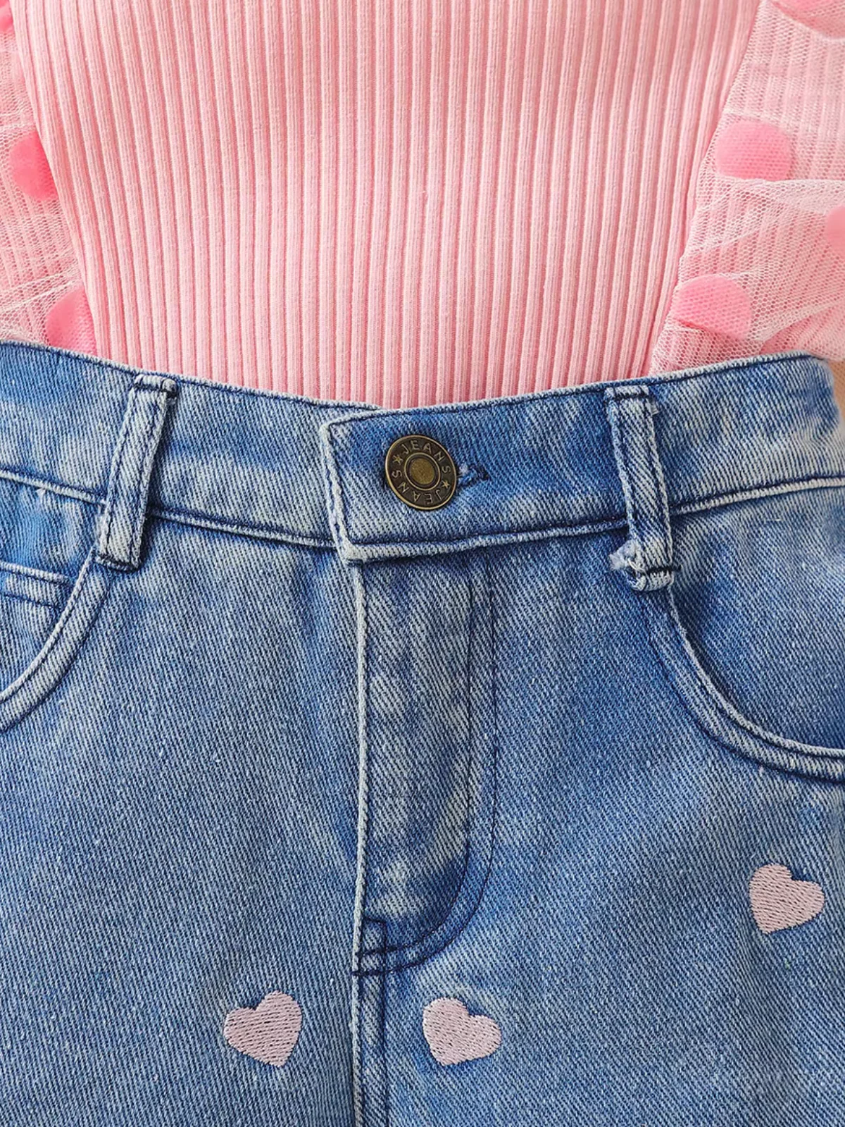 Daisy Dream Flutter Sleeve Top and Denim Short Set - Image 8