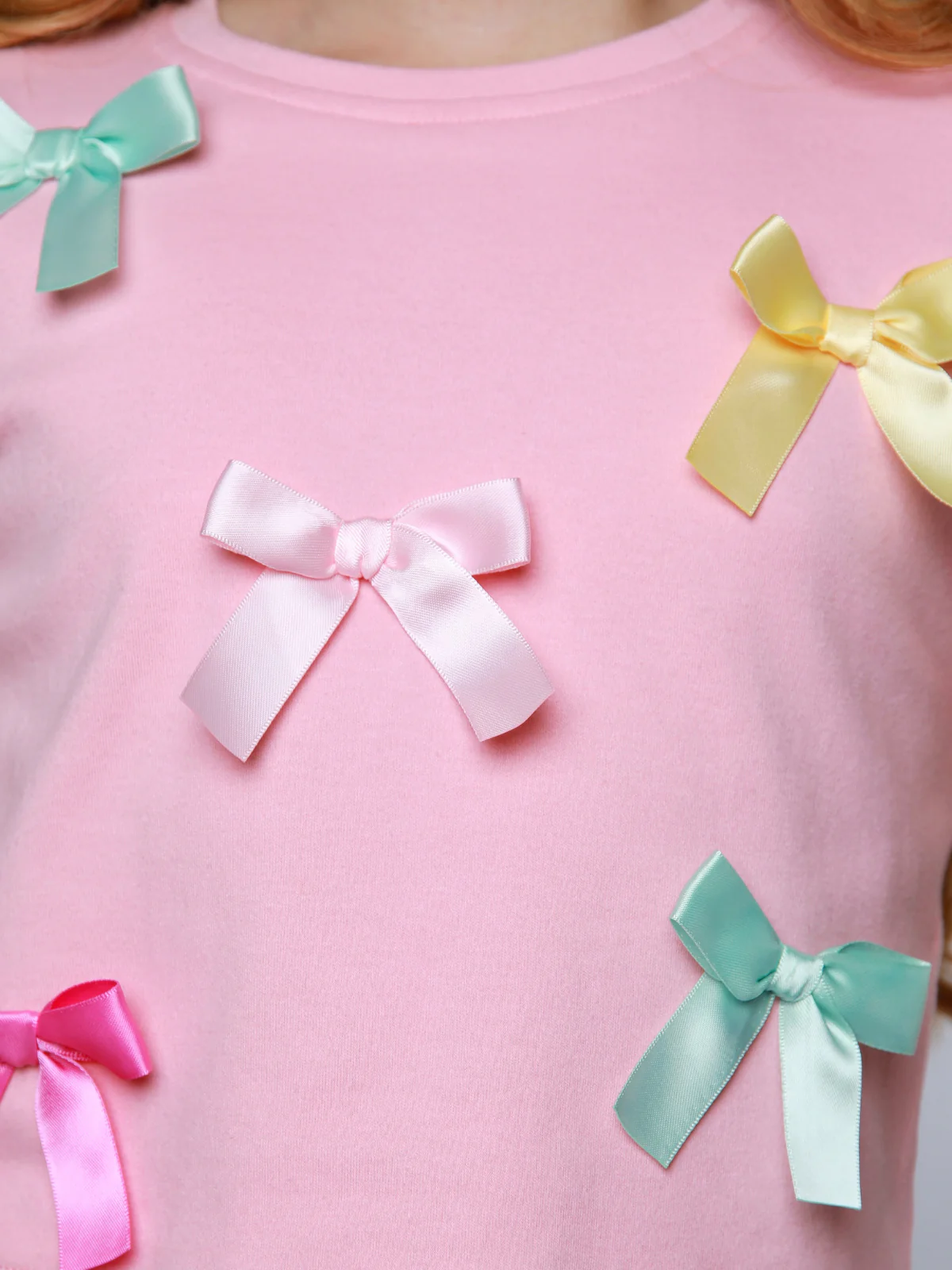 Playful Pastel Bow Cotton Top and Short Set - Image 2