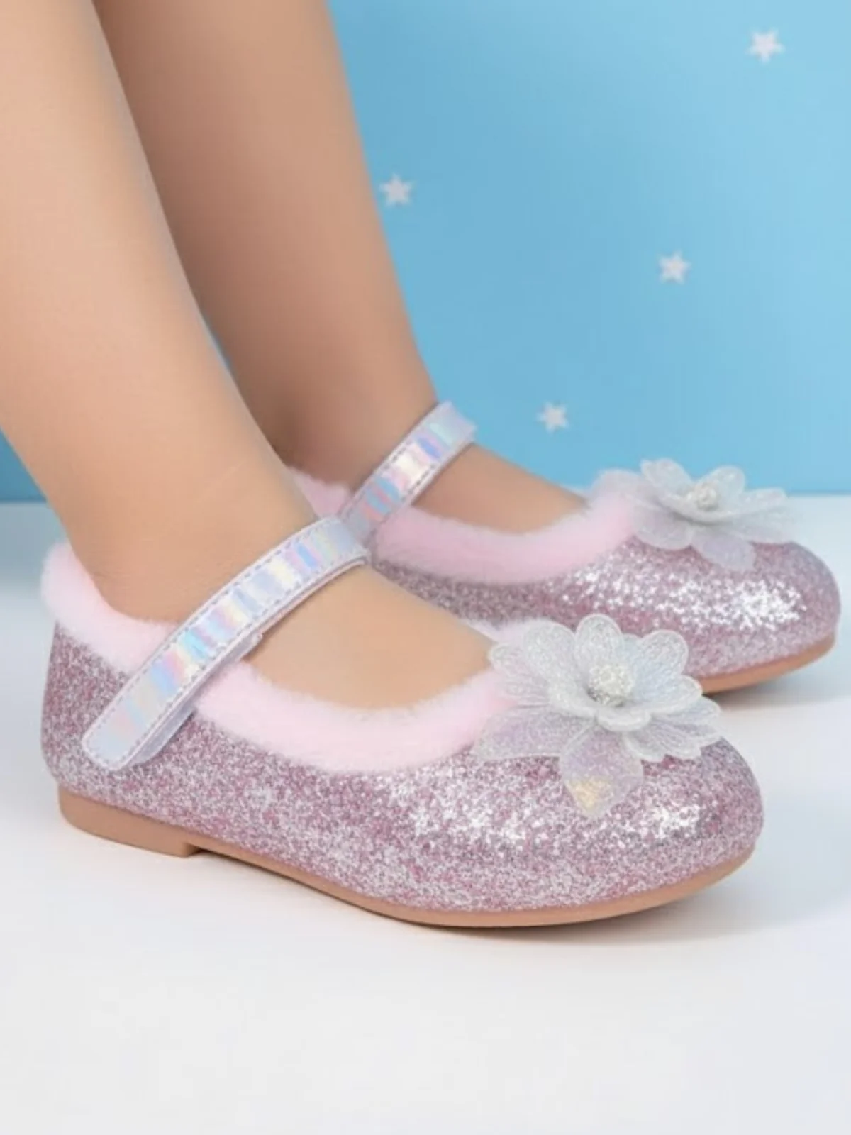 Plush and Glam Fur-Lined Princess Crystal Shoes By Liv and Mia - Image 2