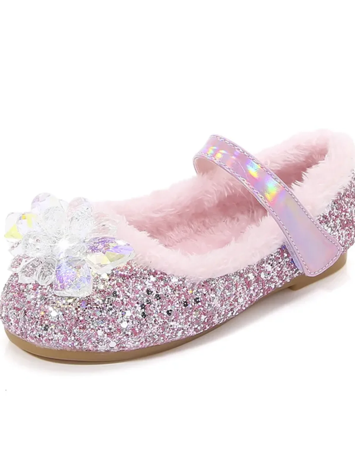 Plush and Glam Fur-Lined Princess Crystal Shoes By Liv and Mia - Image 3
