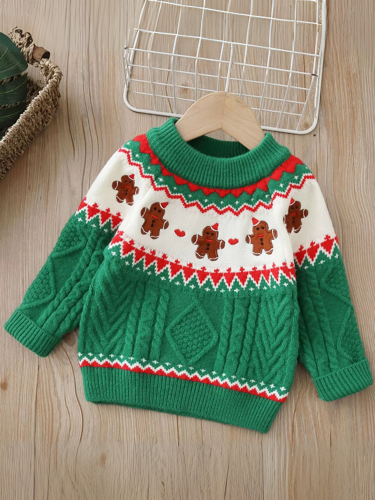 Plush Gingerbread Knit Christmas Sweater - Image 2