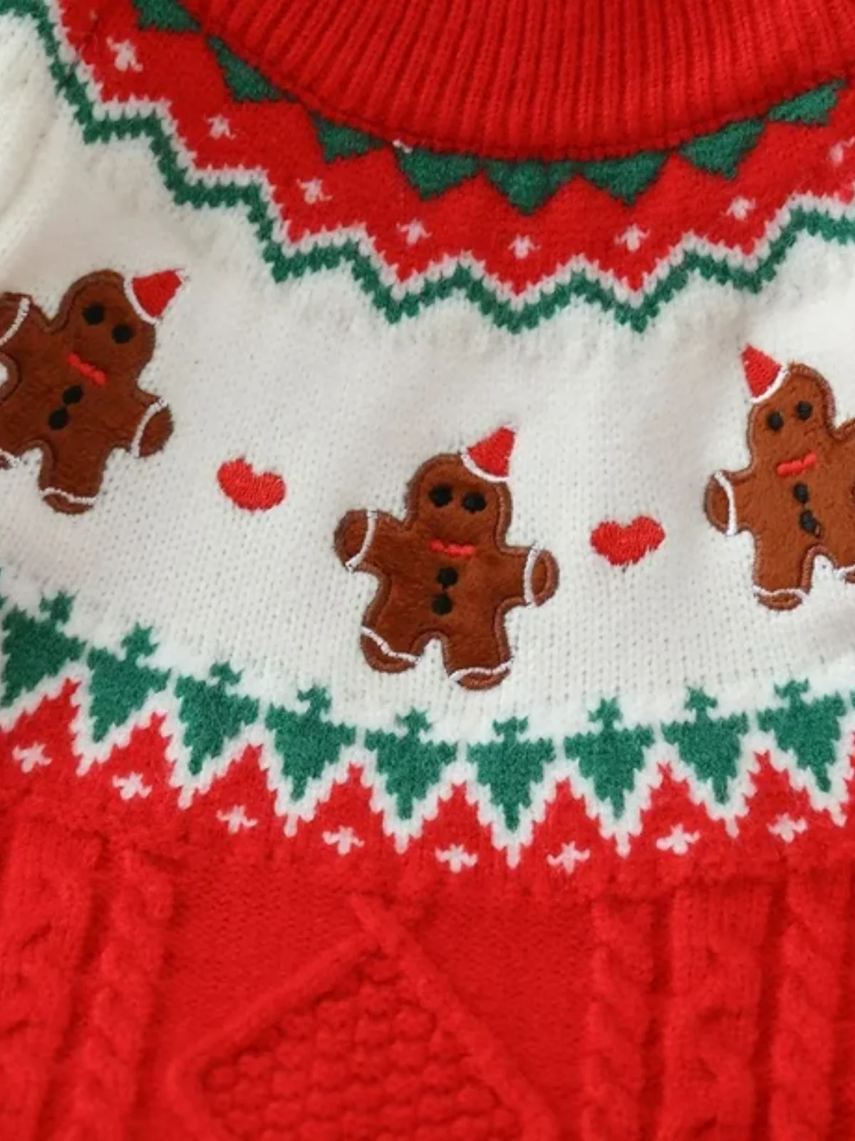 Plush Gingerbread Knit Christmas Sweater - Image 4