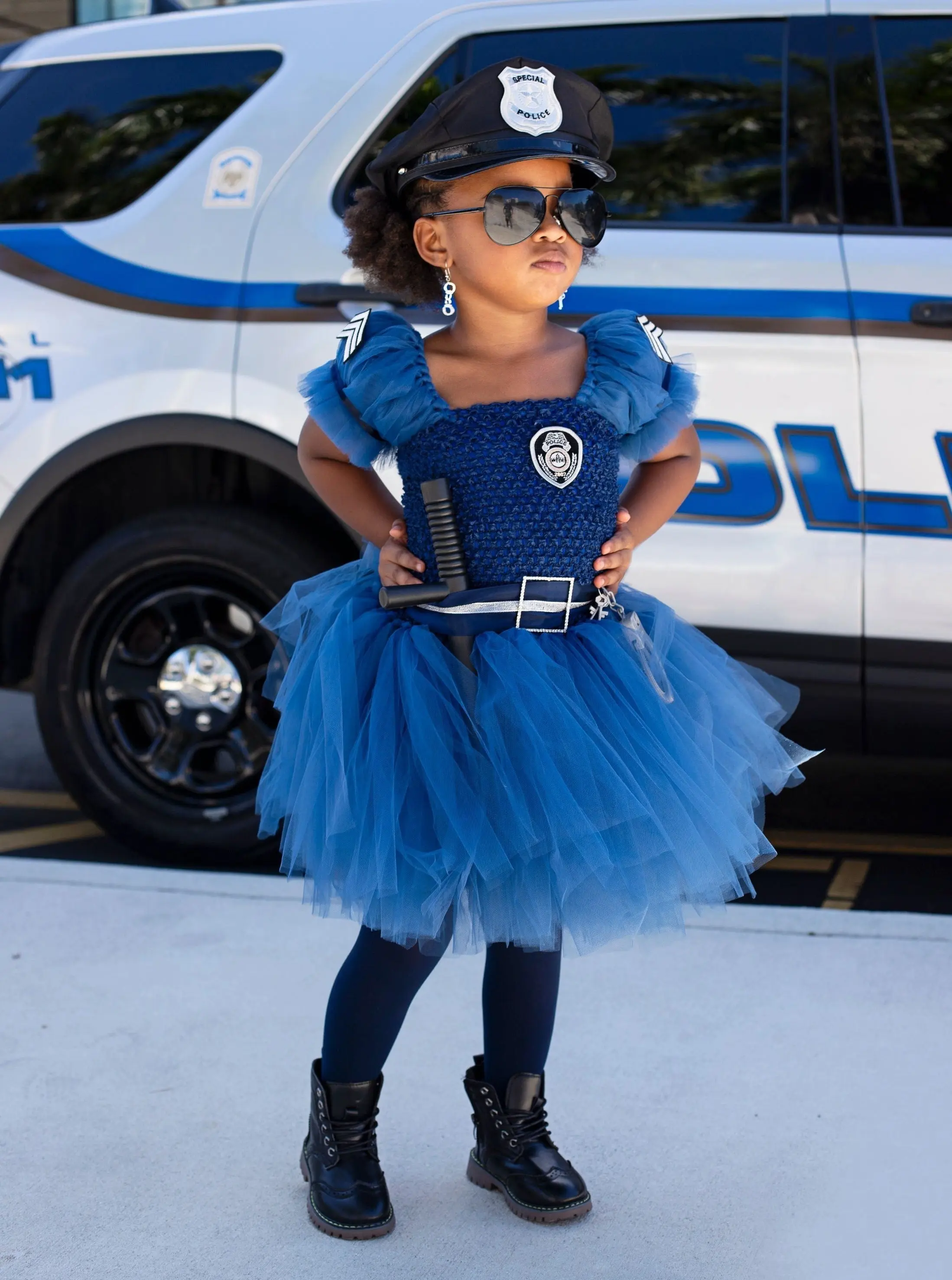 Girls Police Officer Inspired Costume Dress - Image 2