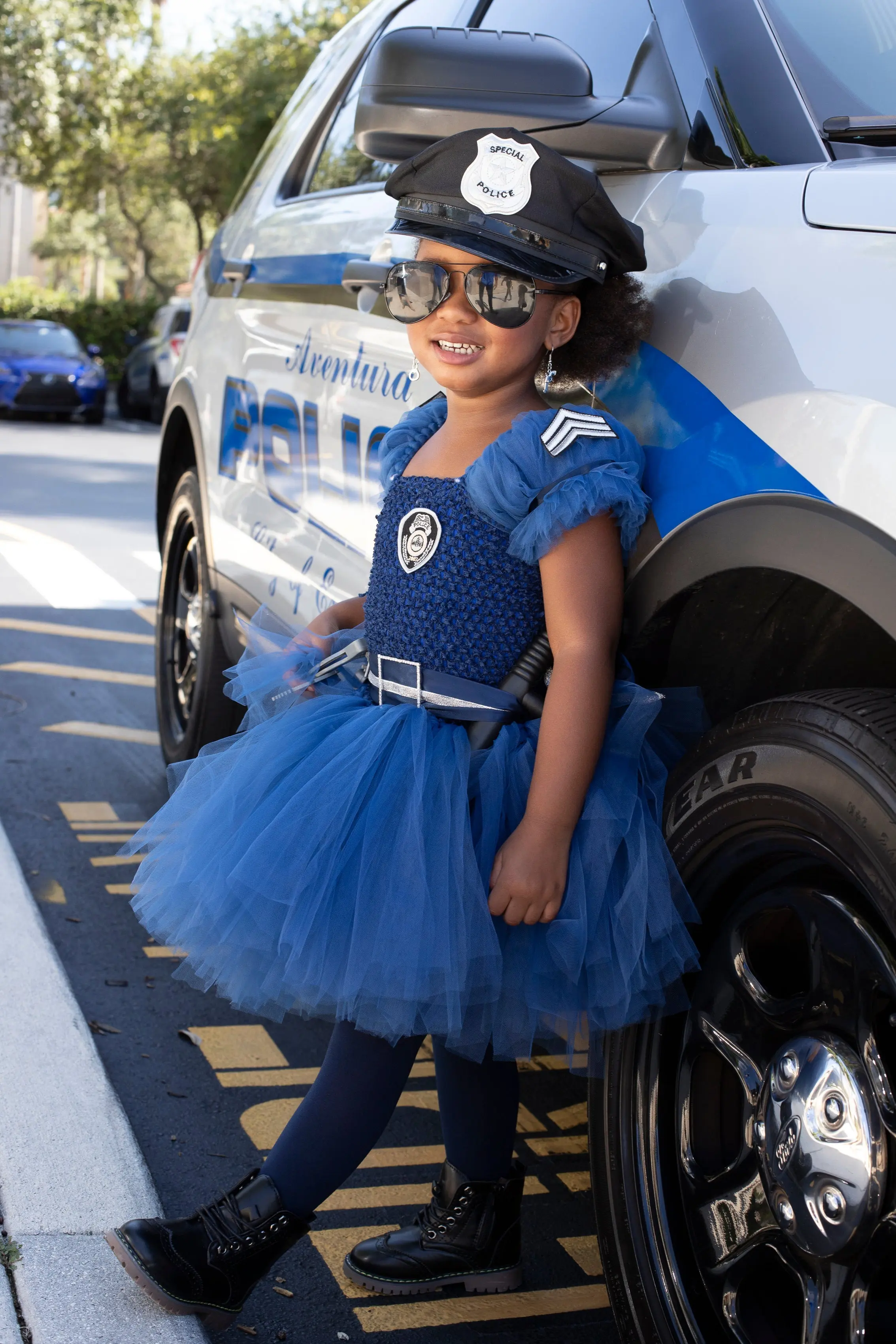 Girls Police Officer Inspired Costume Dress - Image 3