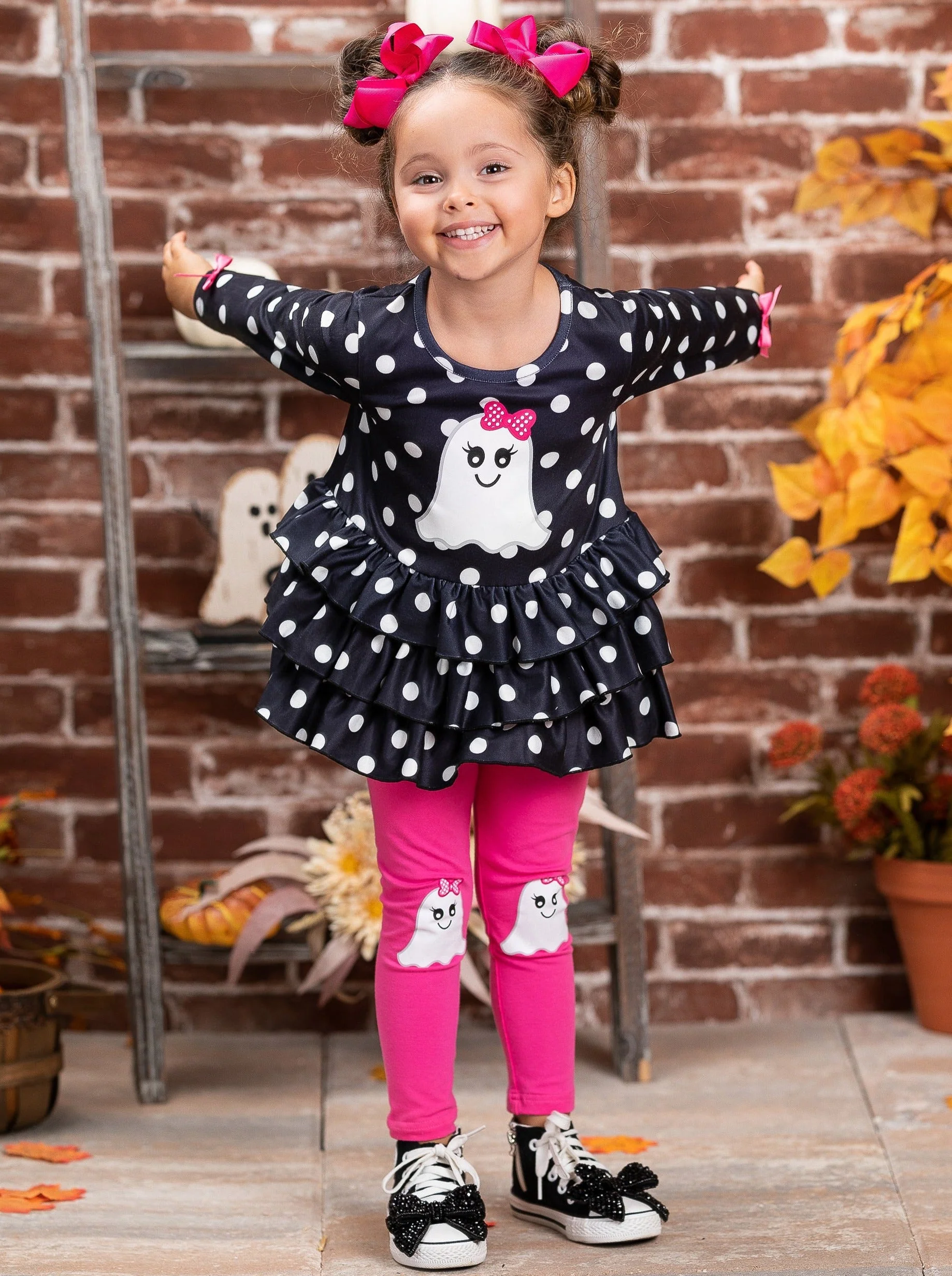 Polka Dot Boos Ruffle Tunic and Legging Set - Image 2