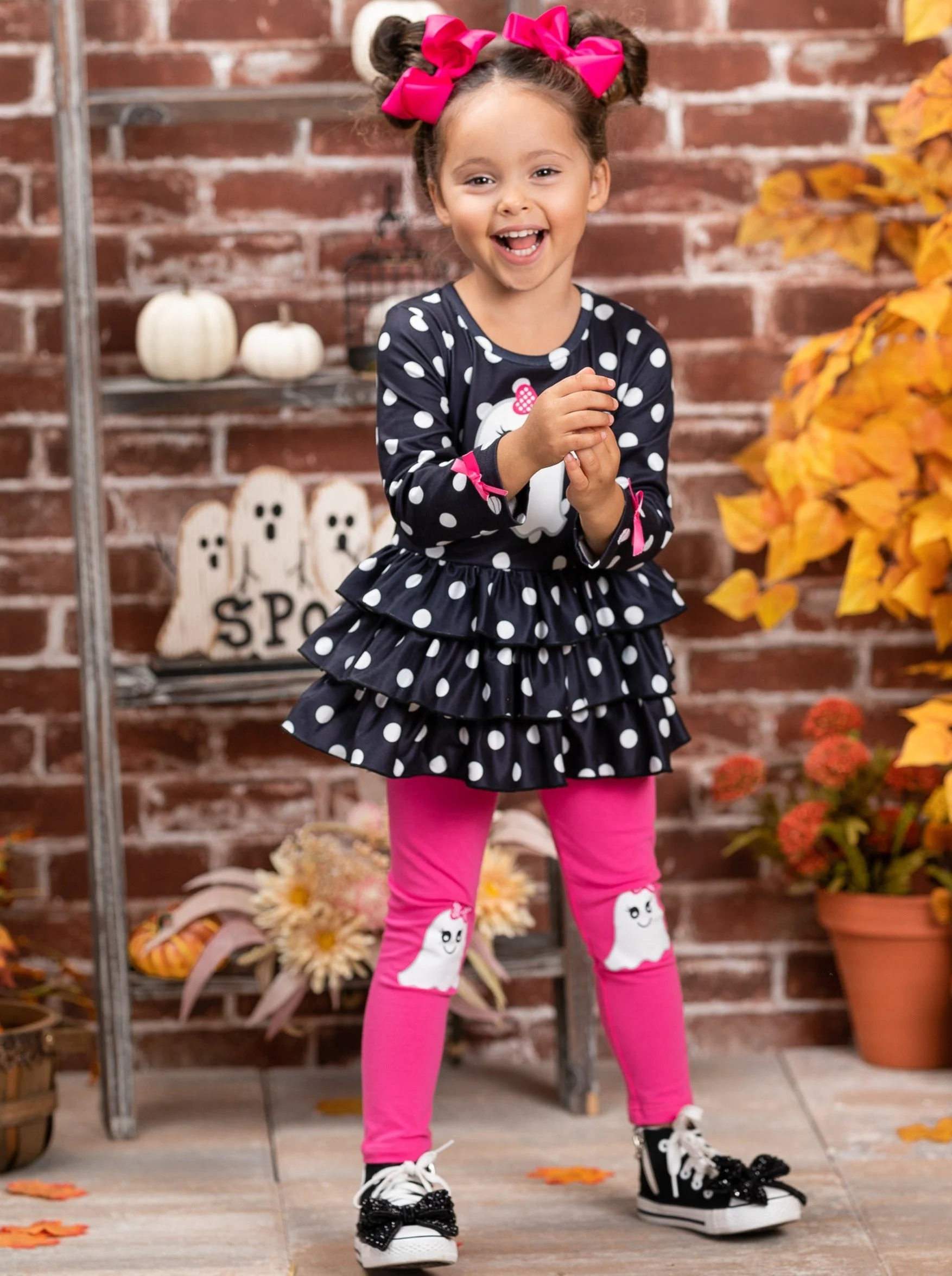 Polka Dot Boos Ruffle Tunic and Legging Set - Image 3