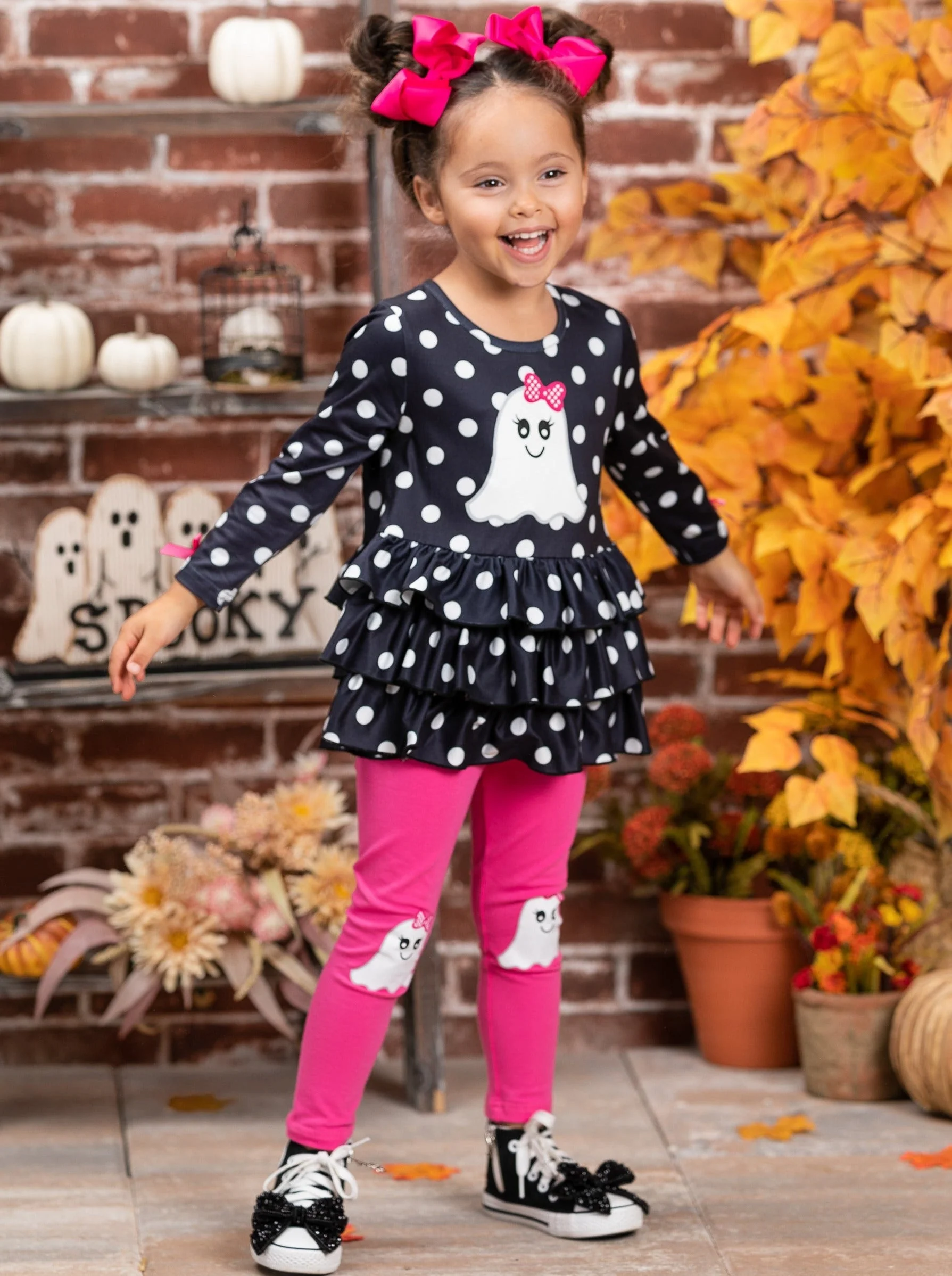Polka Dot Boos Ruffle Tunic and Legging Set - Image 4