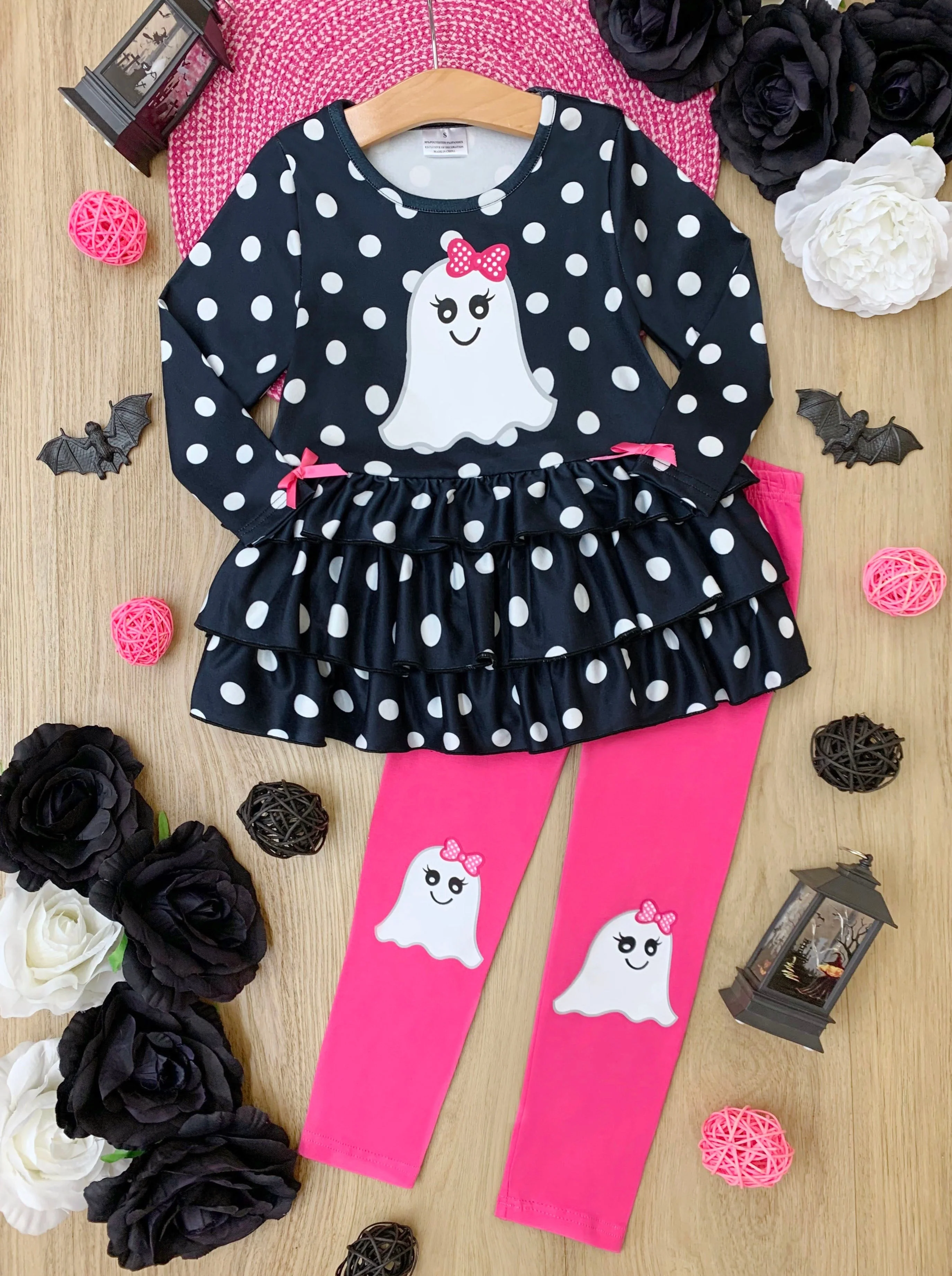 Polka Dot Boos Ruffle Tunic and Legging Set - Image 5