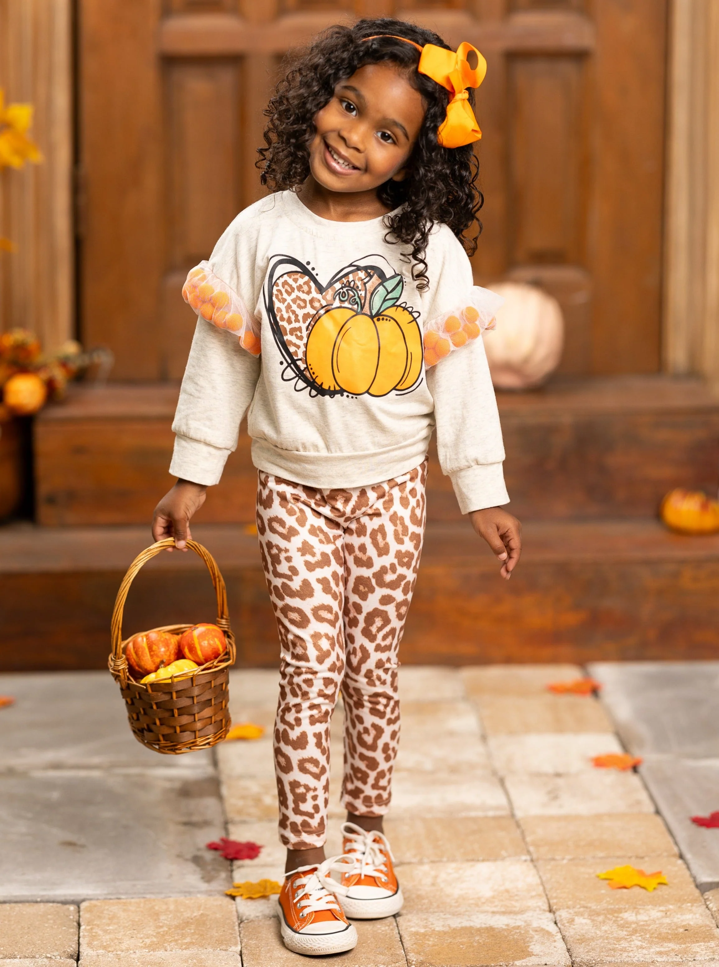 Pom Pom Pumpkin Leopard Legging Set - Image 4