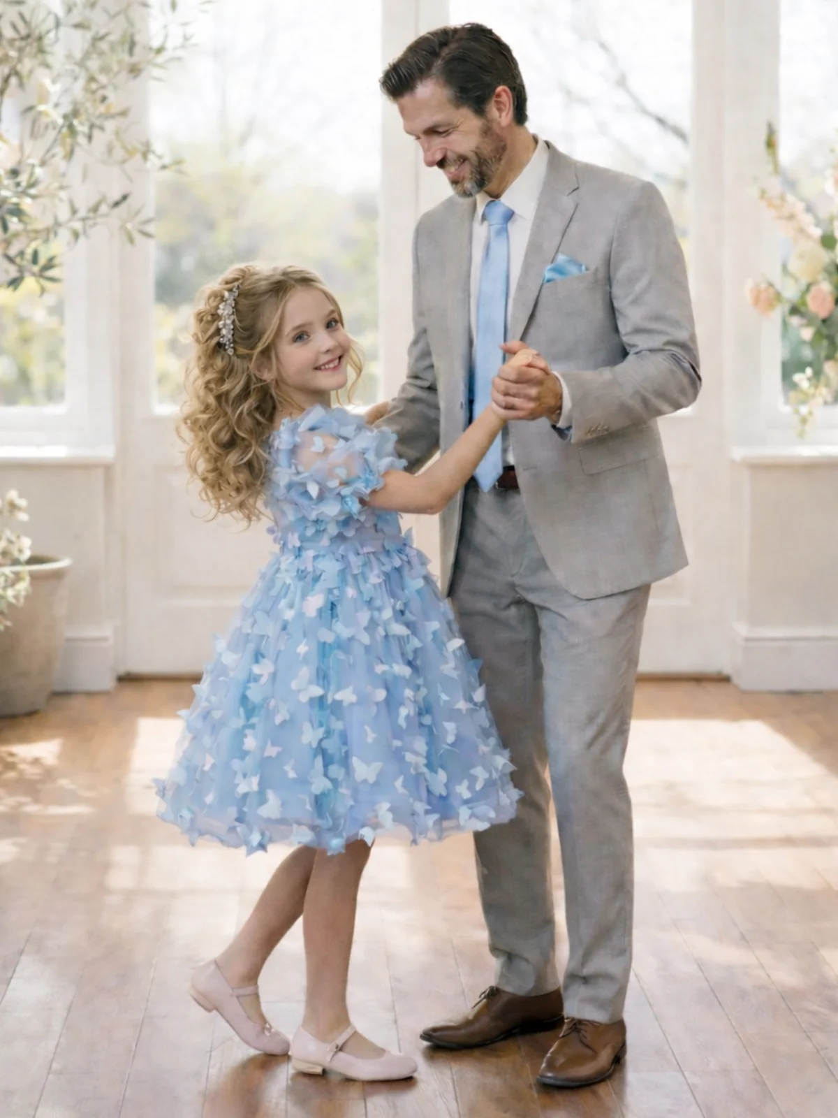 Daddy Daughter Dance Mens Blue Tie & Handkerchief Set - Image 2