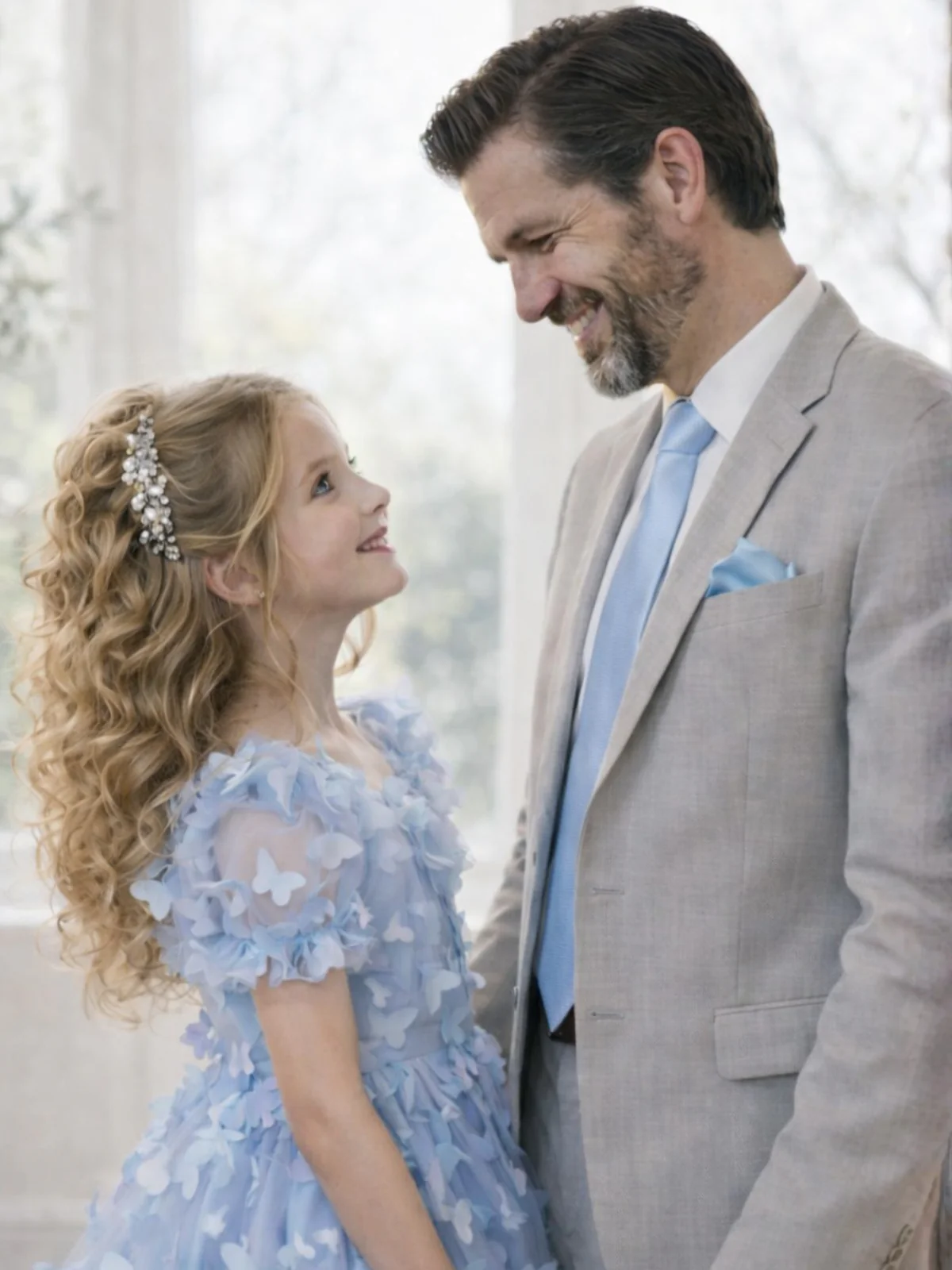 Daddy Daughter Dance Mens Blue Tie & Handkerchief Set - Image 3
