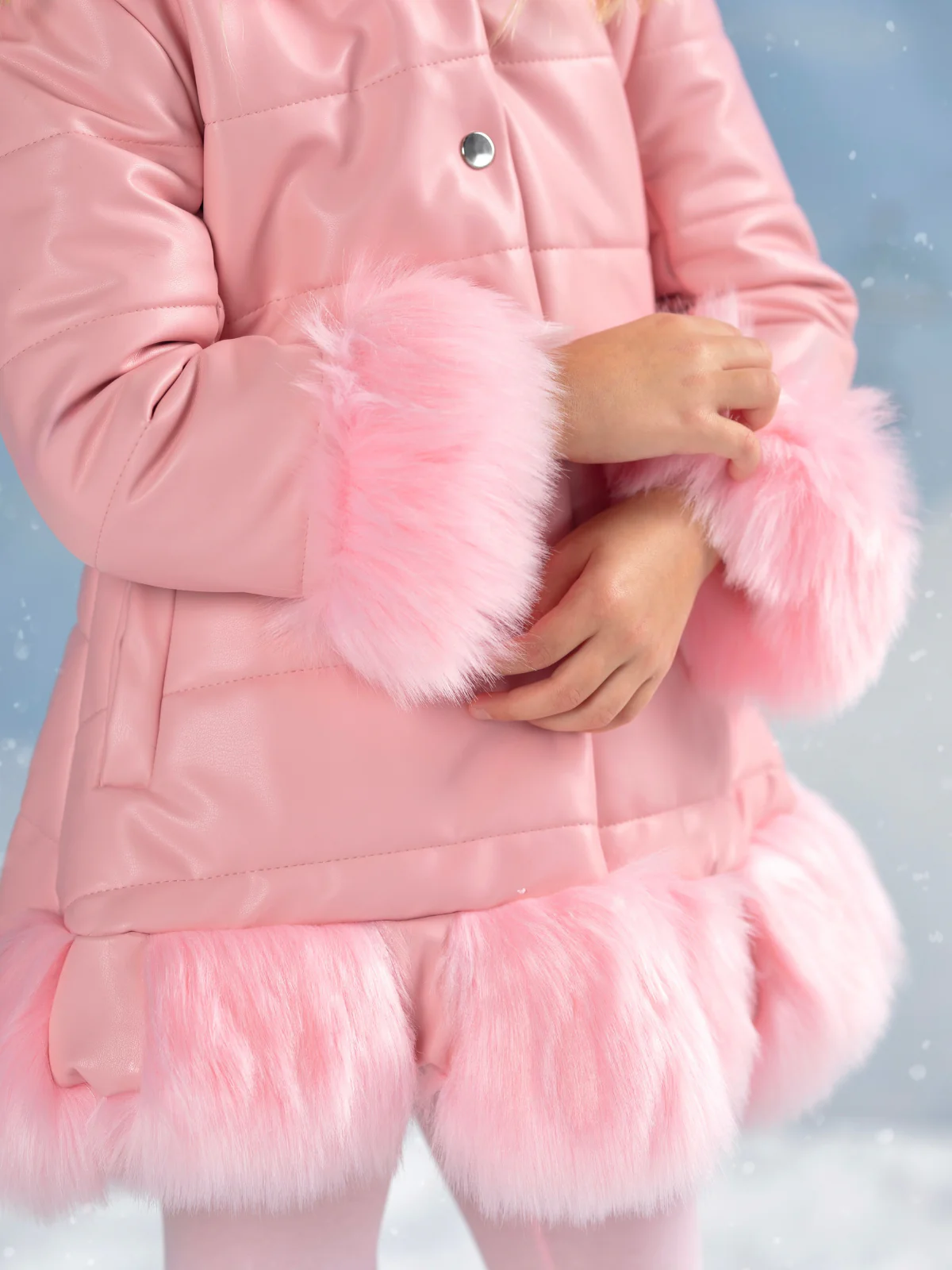 Powder Puff Princess Faux Fur Trim Coat - Image 3