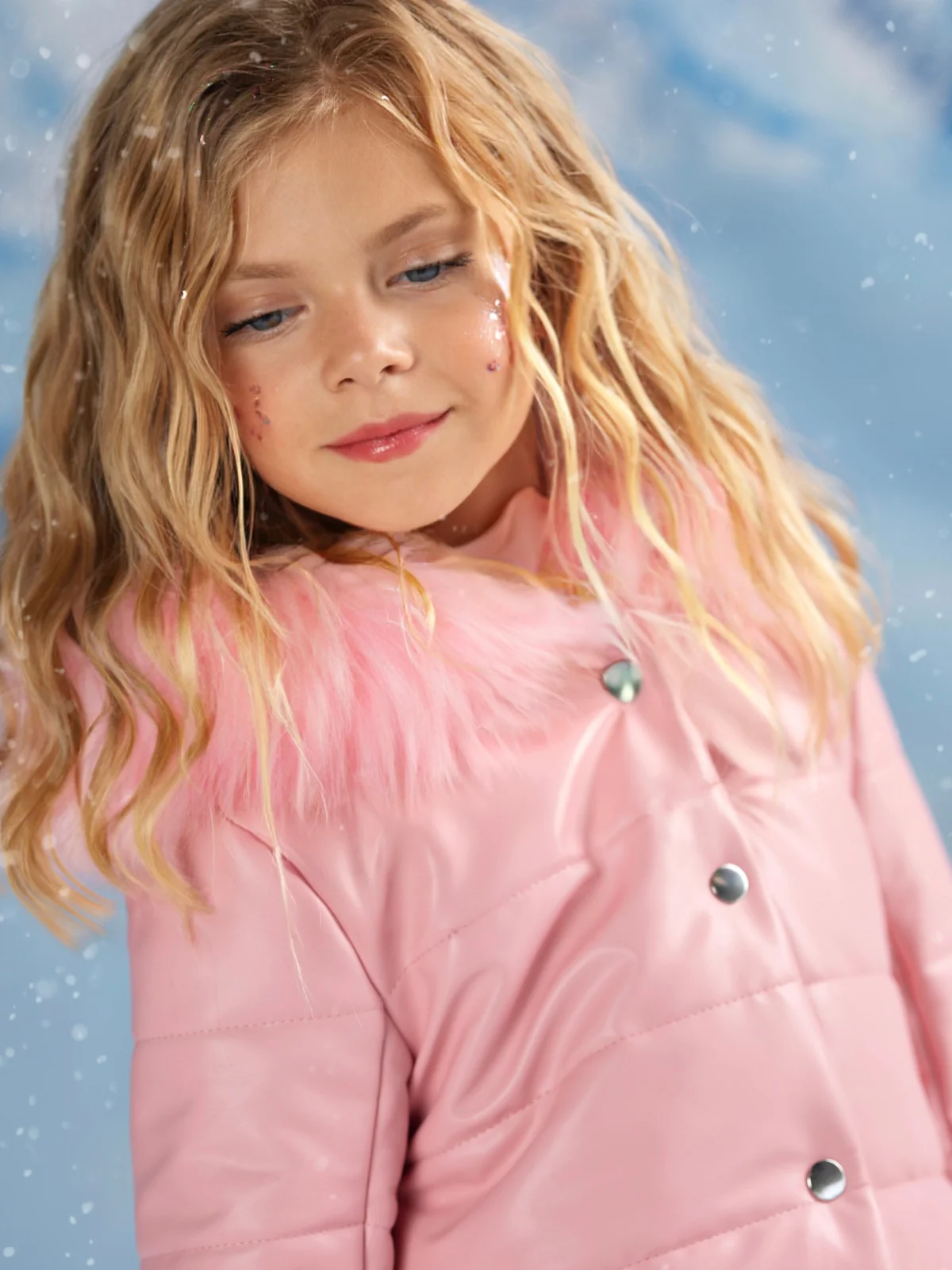 Powder Puff Princess Faux Fur Trim Coat - Image 4