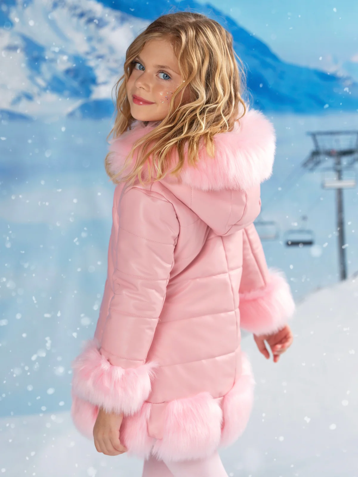 Powder Puff Princess Faux Fur Trim Coat - Image 5