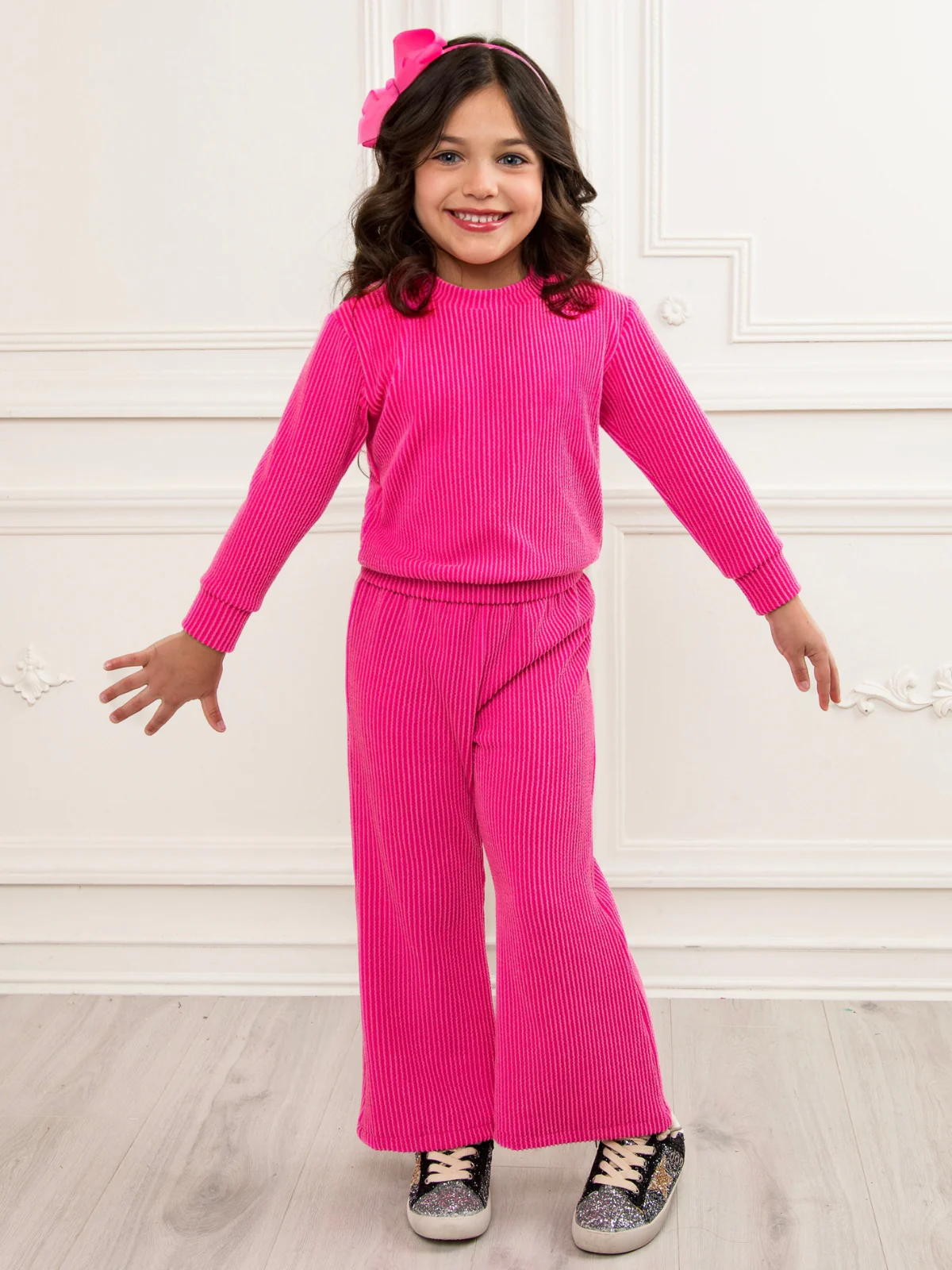 Pretty In Pink Ribbed Two Piece Lounge Set - Image 4