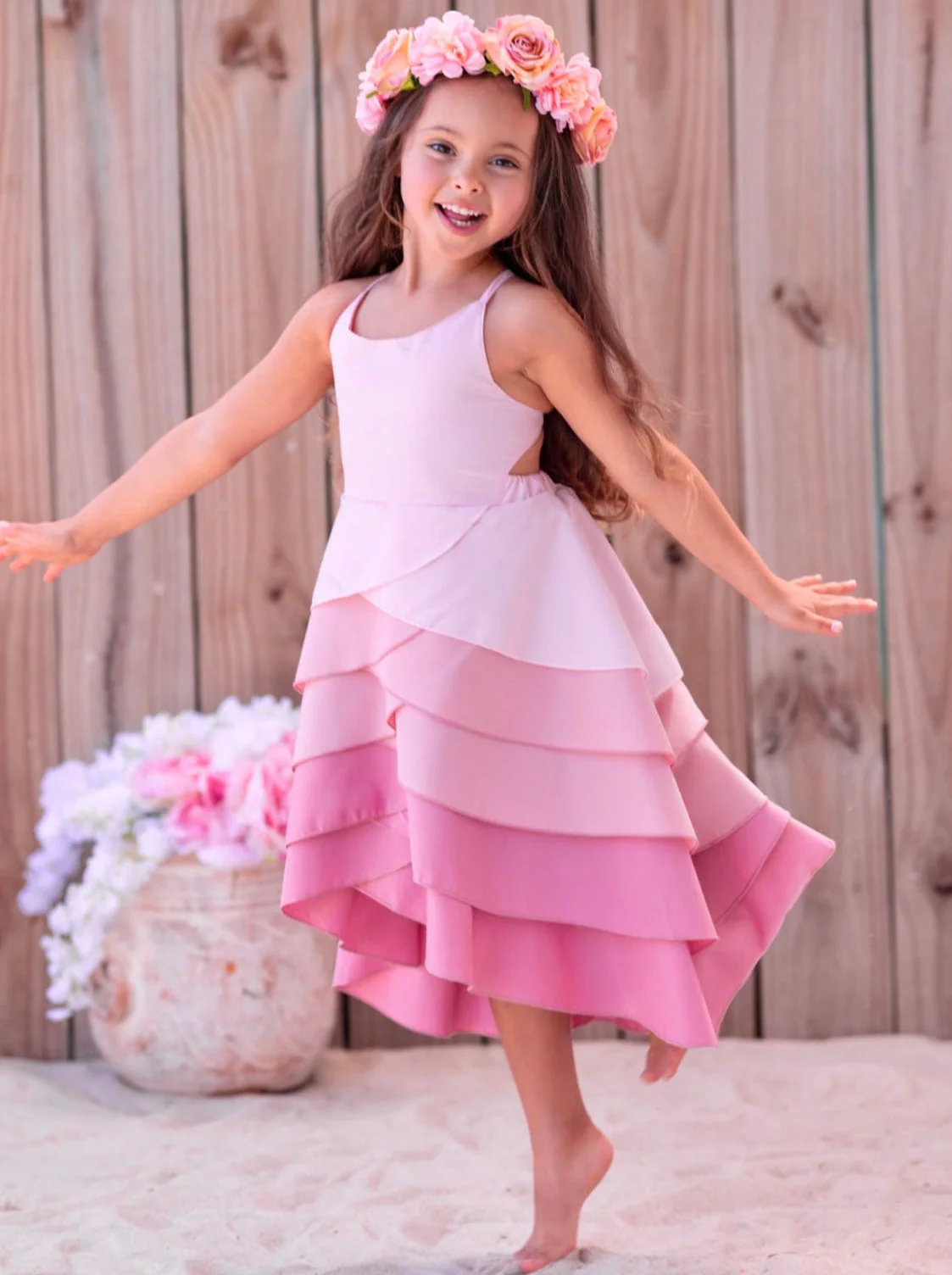 Pretty Petal Bubblegum Tiered Dress - Image 2