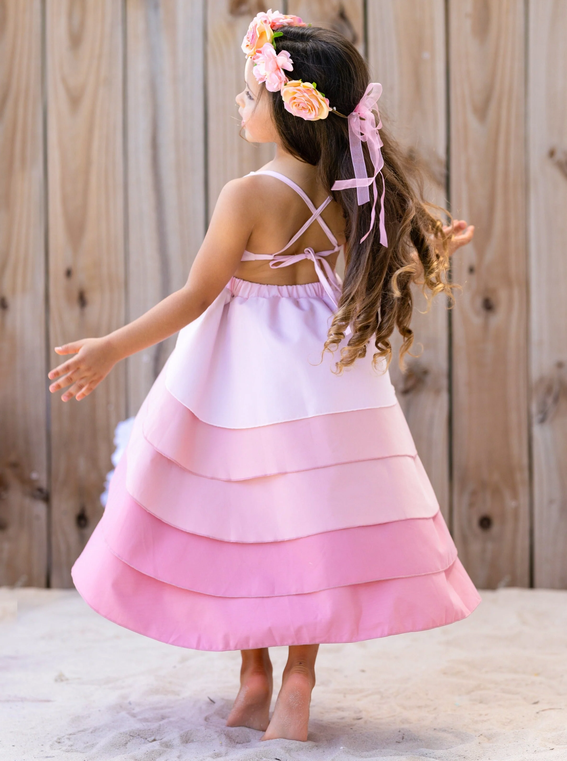 Pretty Petal Bubblegum Tiered Dress - Image 3