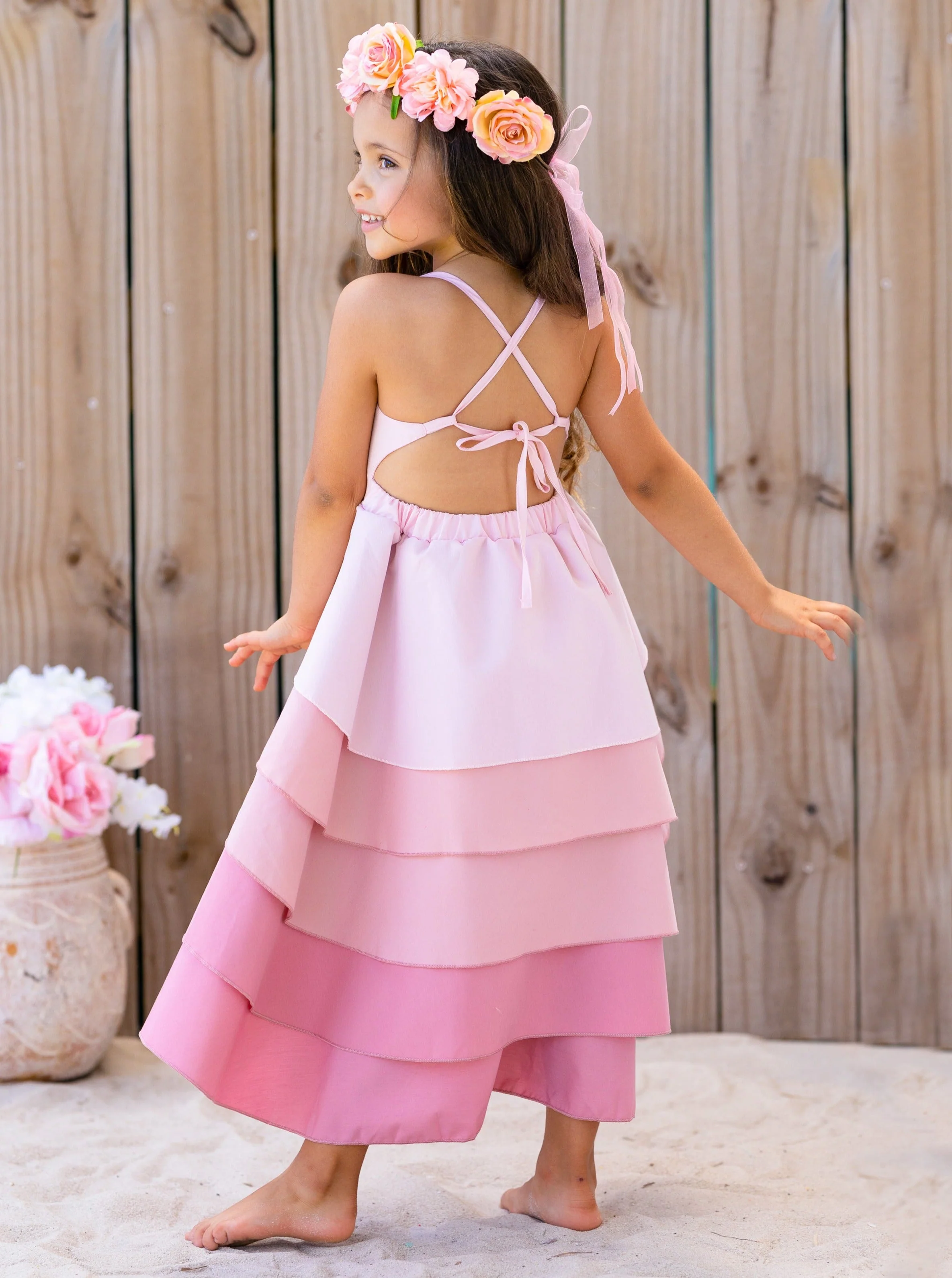Pretty Petal Bubblegum Tiered Dress - Image 4