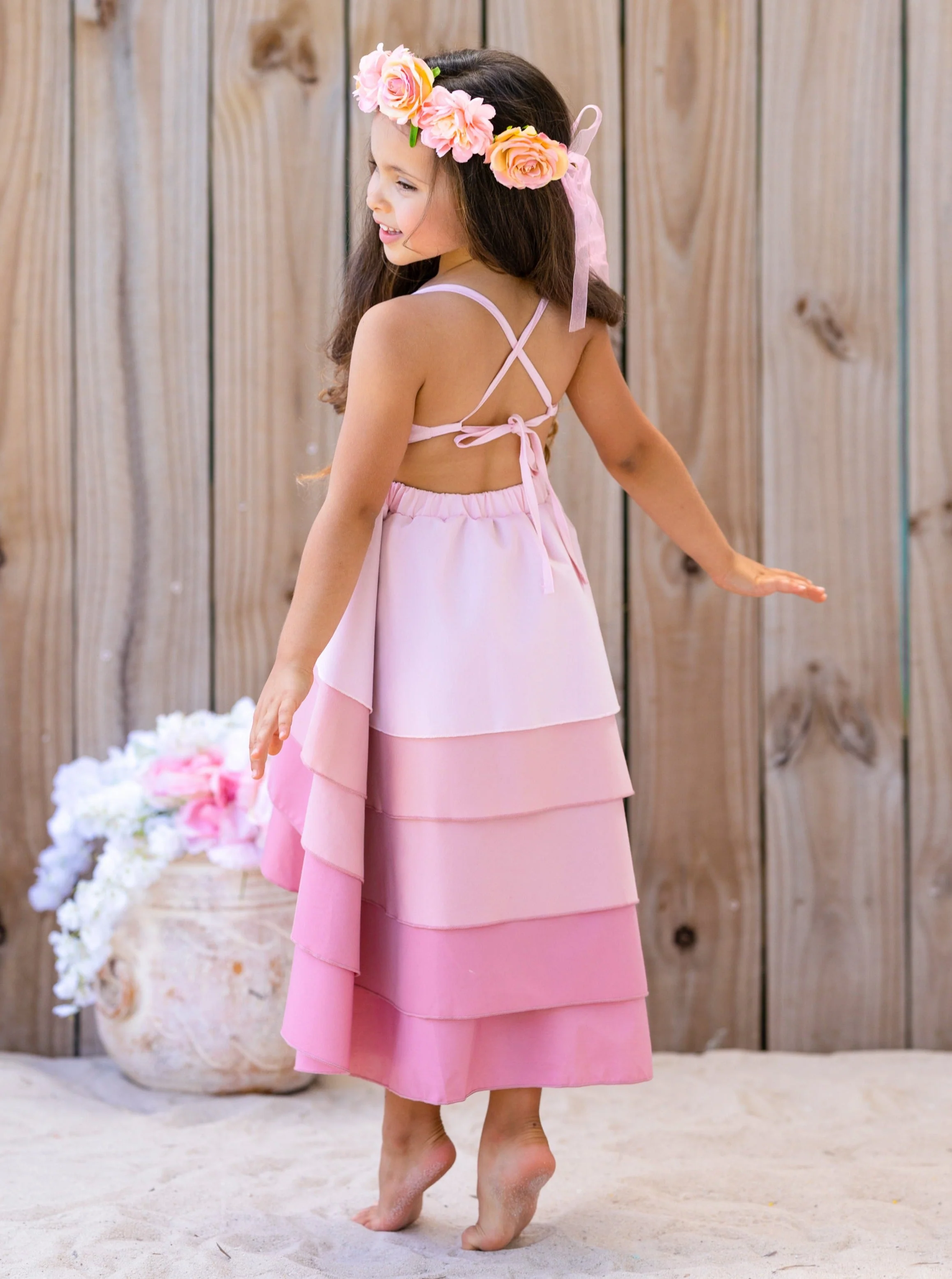 Pretty Petal Bubblegum Tiered Dress - Image 7