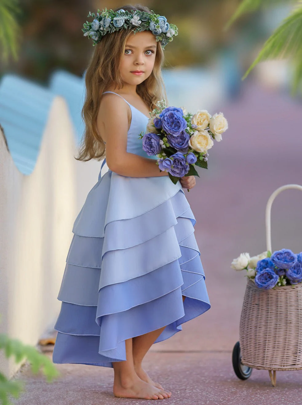 Pretty Petal Hues of Blues Tiered Dress - Image 4