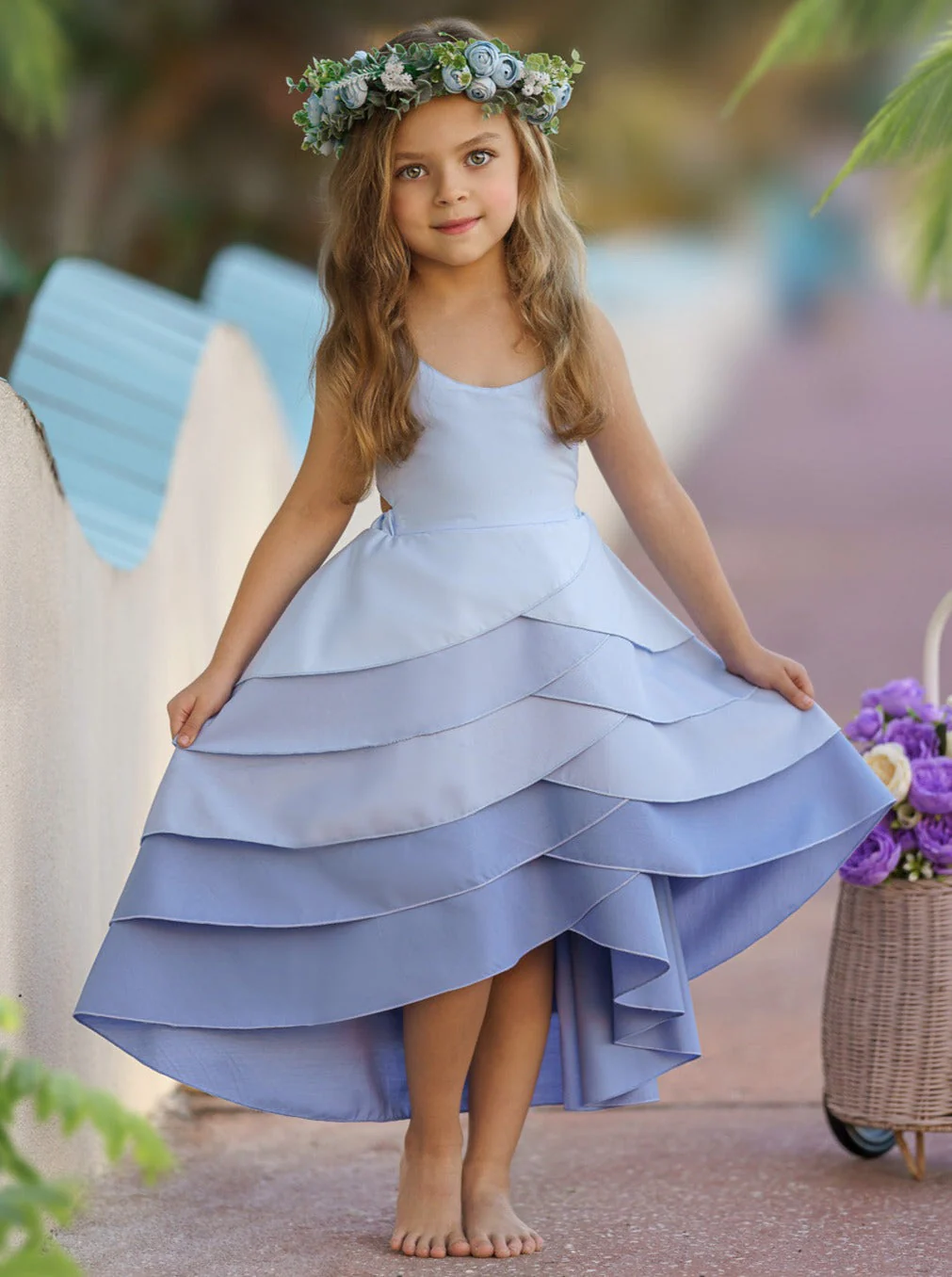 Pretty Petal Hues of Blues Tiered Dress - Image 5