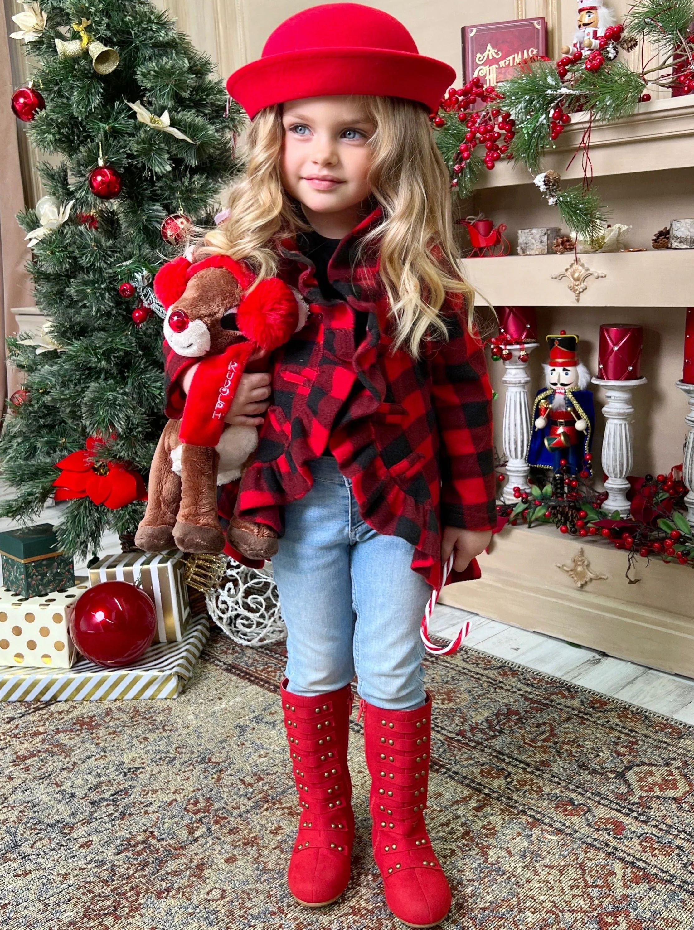 Pretty Plaid Blazer Ruffle Cardigan - Image 2