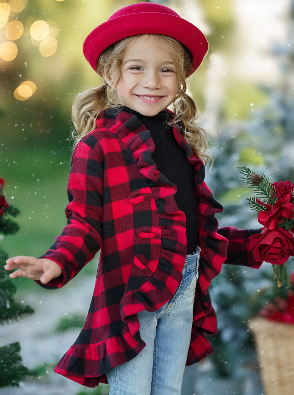 Pretty Plaid Blazer Ruffle Cardigan - Image 3