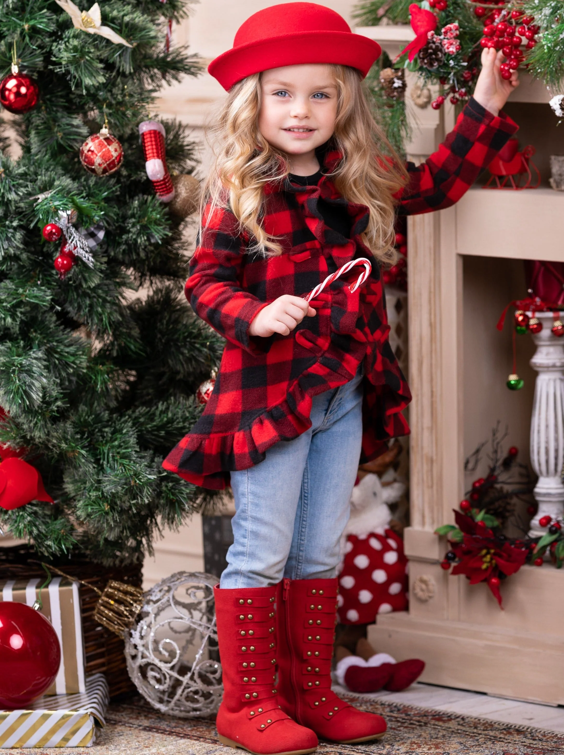 Pretty Plaid Blazer Ruffle Cardigan - Image 4