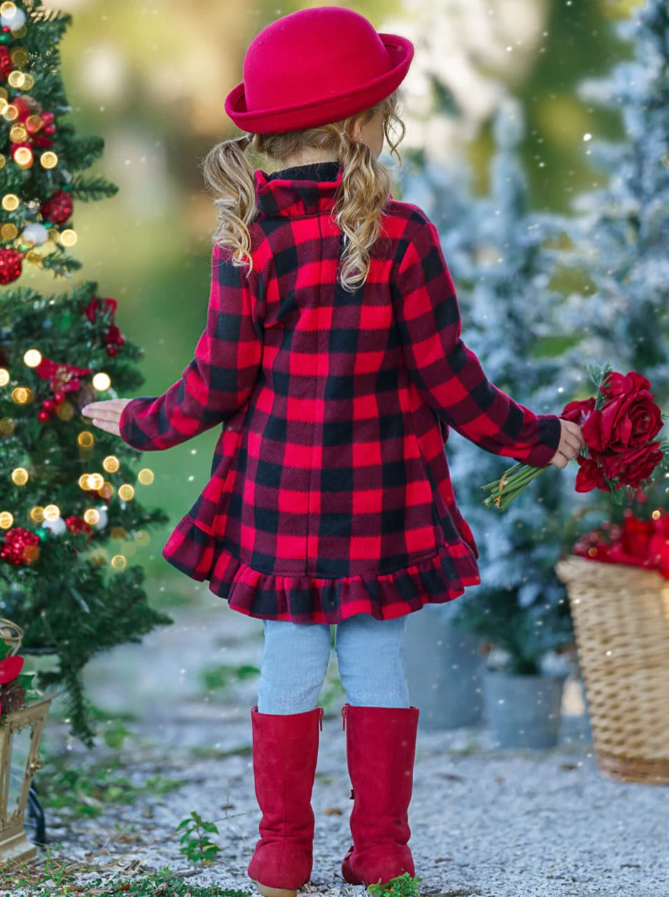 Pretty Plaid Blazer Ruffle Cardigan - Image 5